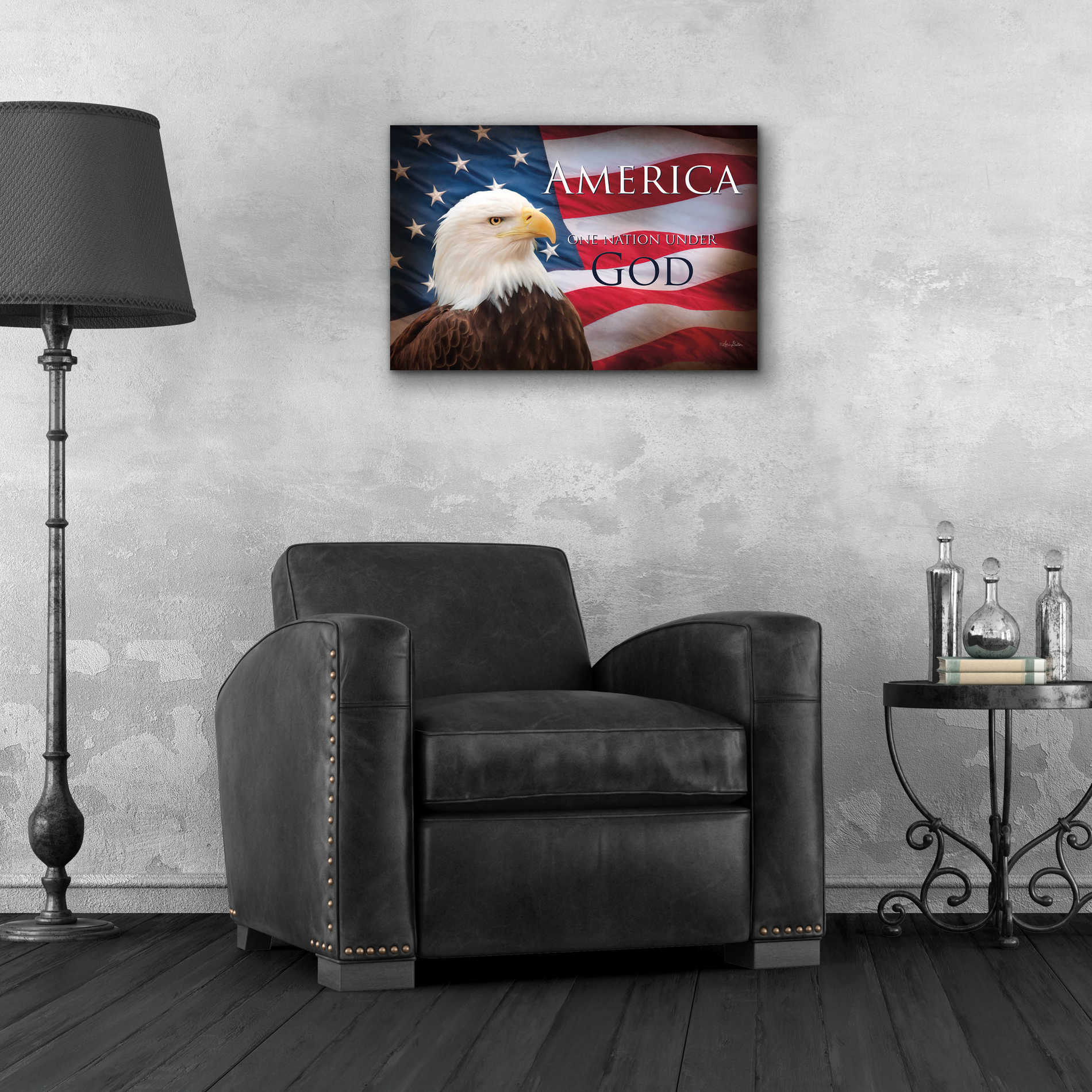 Epic Art 'One Nation Under God Flag' by Lori Deiter Acrylic Glass Wall Art,24x16