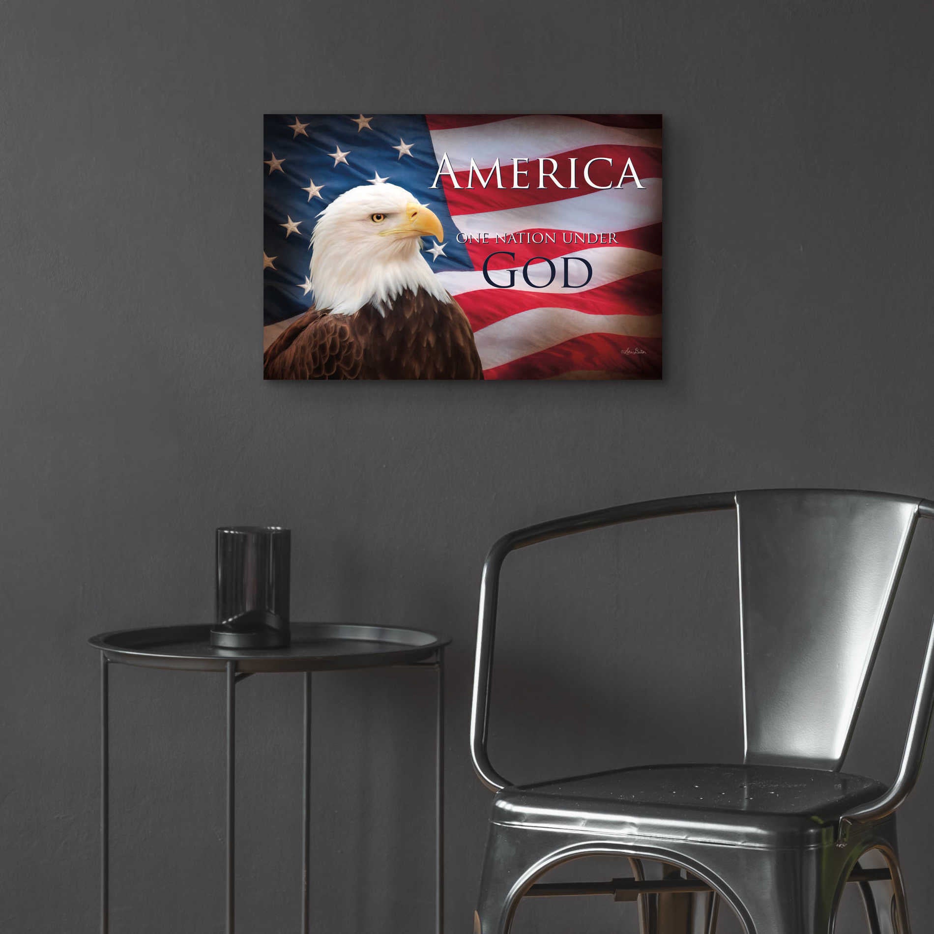 Epic Art 'One Nation Under God Flag' by Lori Deiter Acrylic Glass Wall Art,24x16