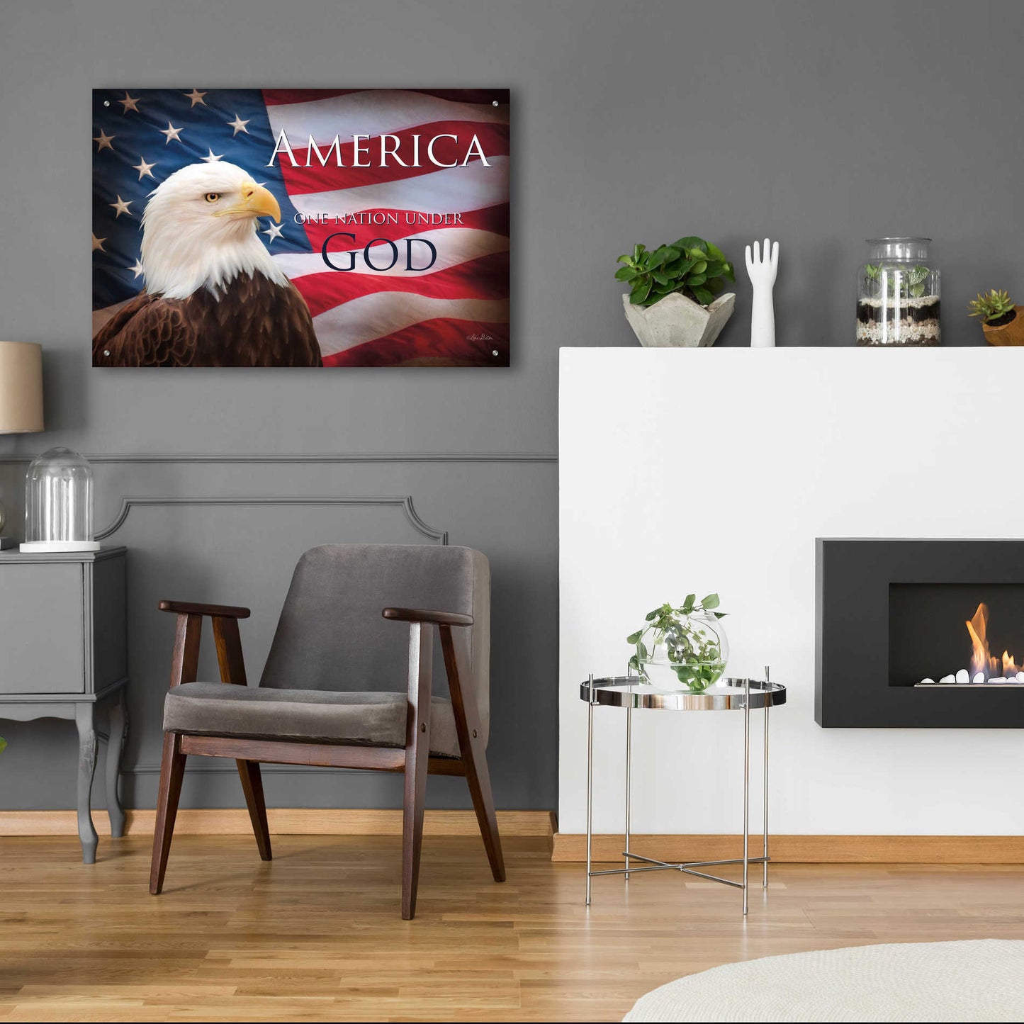 Epic Art 'One Nation Under God Flag' by Lori Deiter Acrylic Glass Wall Art,36x24