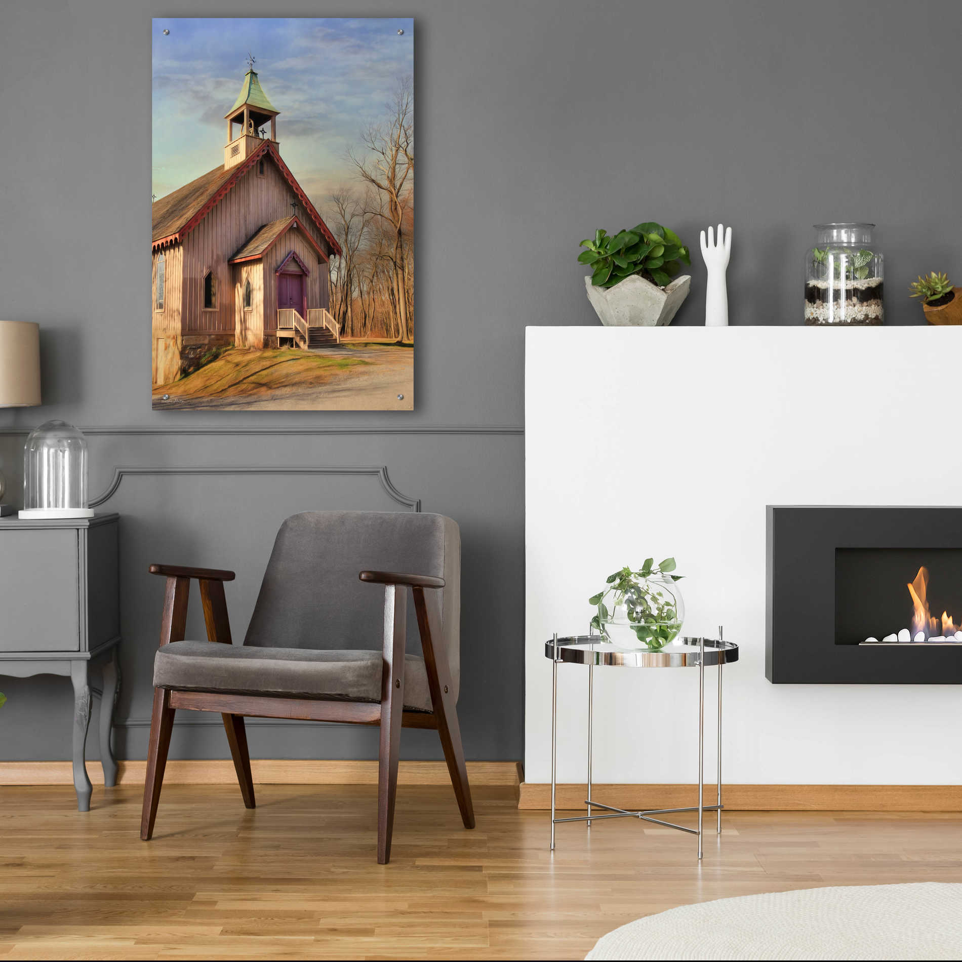 Epic Art 'Eckley St. James Church' by Lori Deiter Acrylic Glass Wall Art,24x36