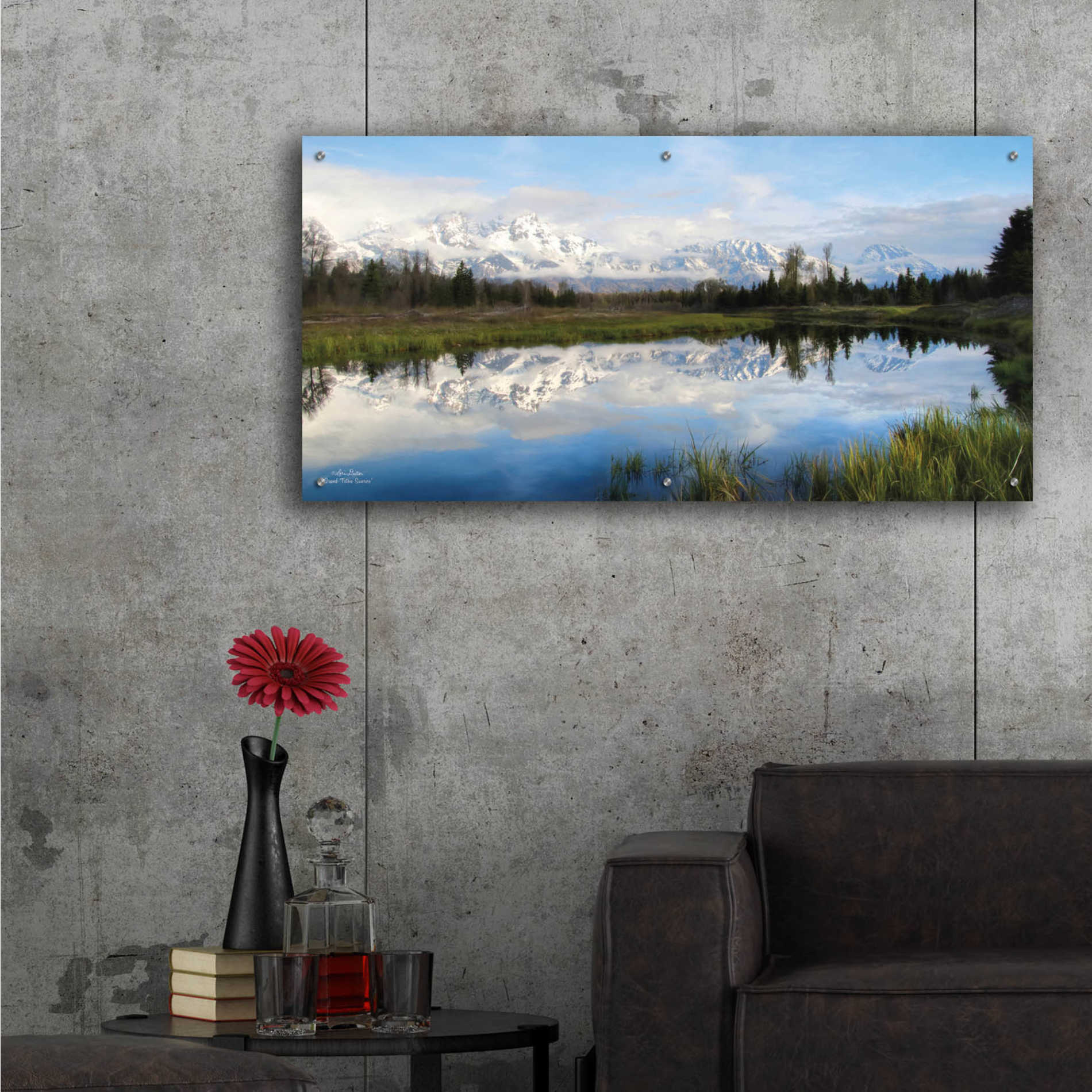 Epic Art 'Grand Teton Sunrise' by Lori Deiter Acrylic Glass Wall Art,48x24