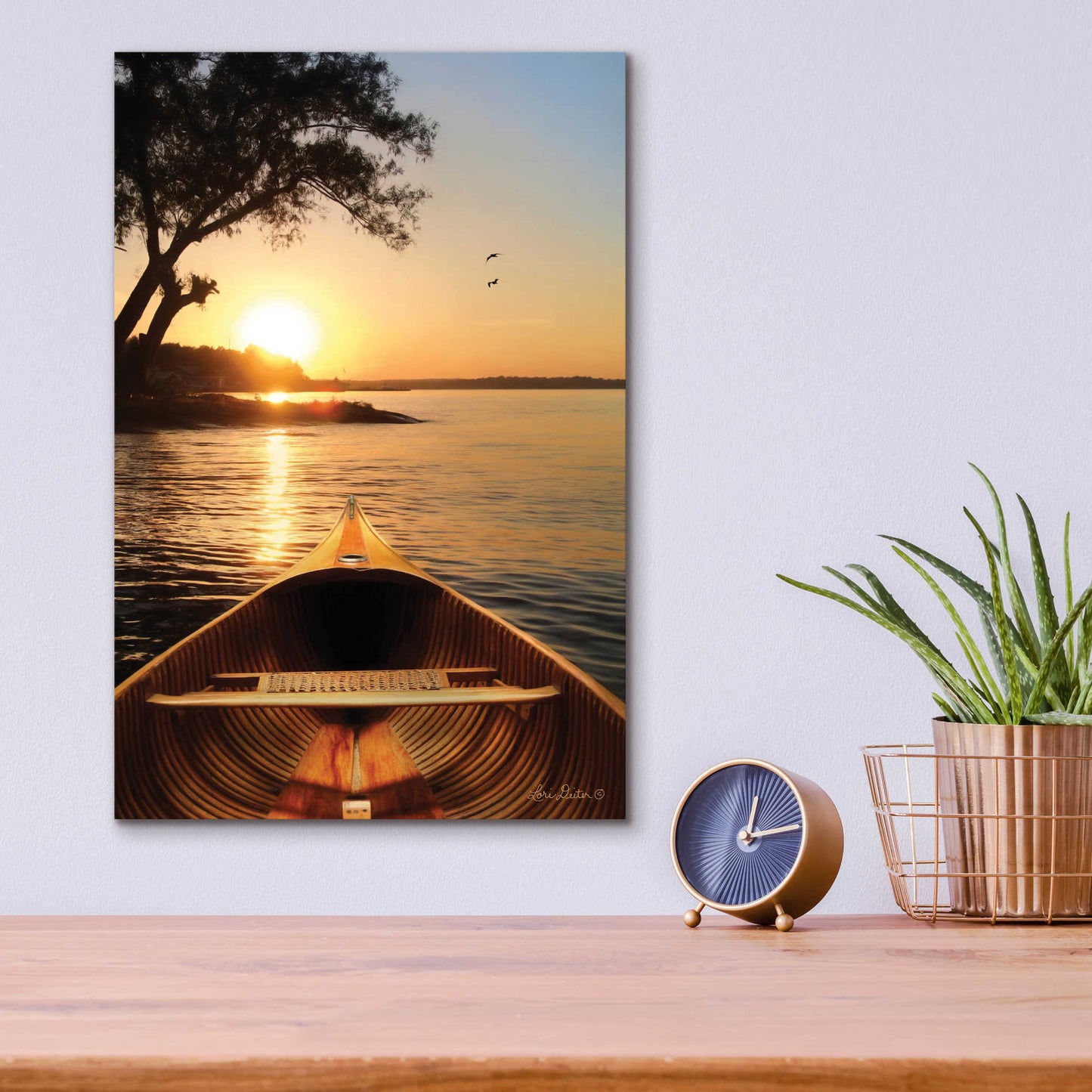 Epic Art 'Sunset on the Lake I' by Lori Deiter Acrylic Glass Wall Art,12x16