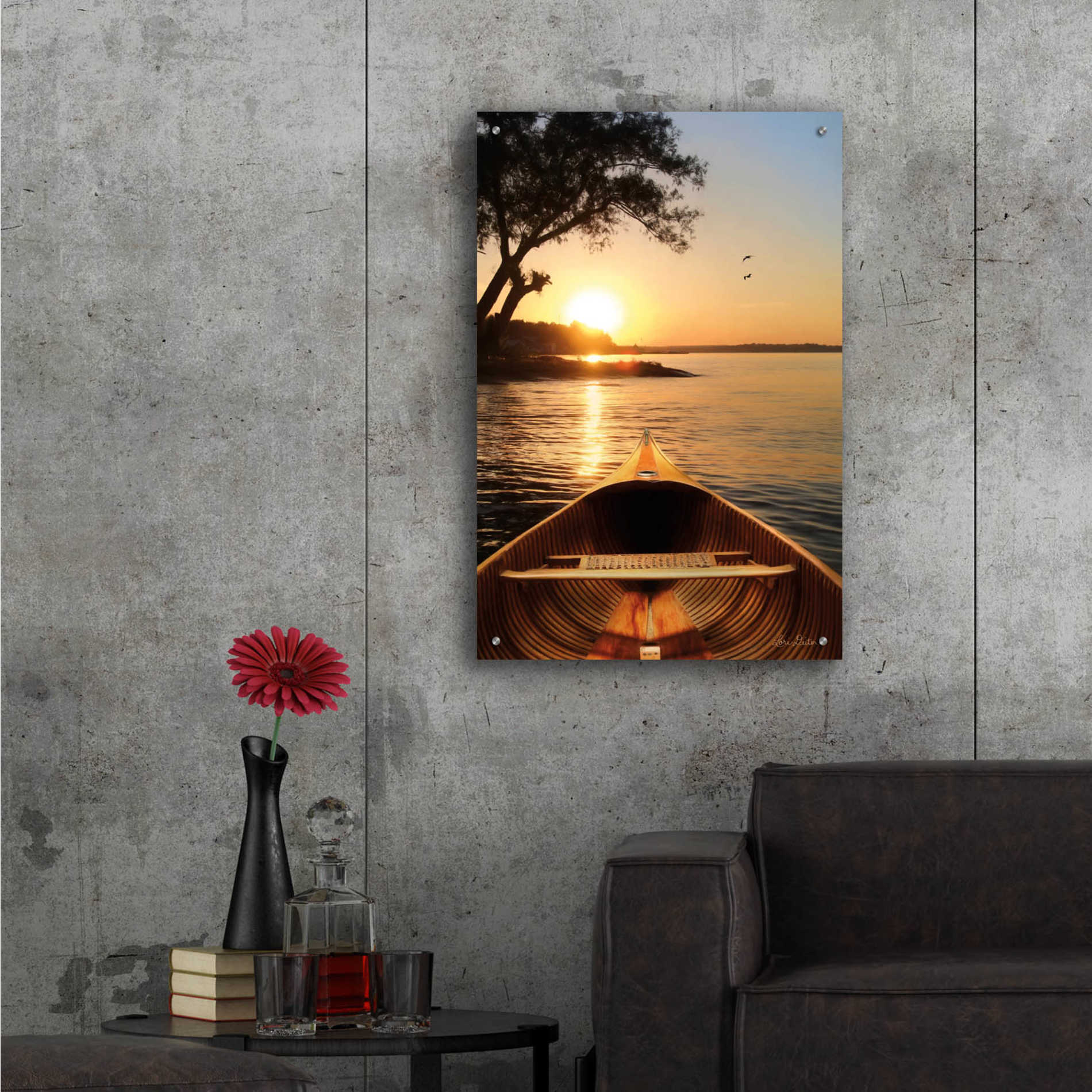 Epic Art 'Sunset on the Lake I' by Lori Deiter Acrylic Glass Wall Art,24x36