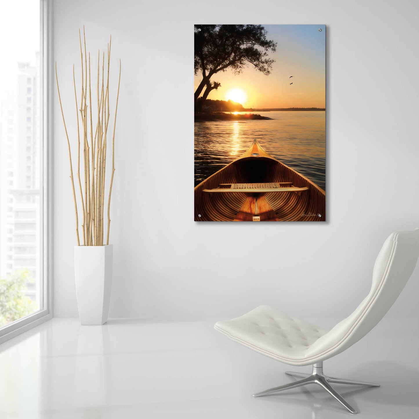 Epic Art 'Sunset on the Lake I' by Lori Deiter Acrylic Glass Wall Art,24x36