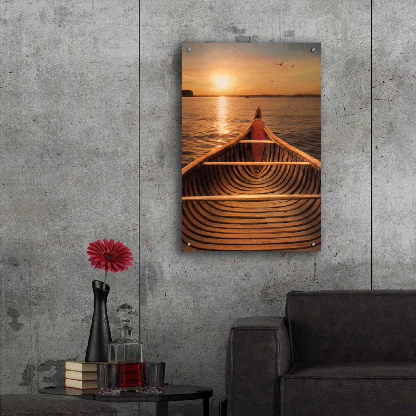 Epic Art 'Sunset on the Lake II' by Lori Deiter Acrylic Glass Wall Art,24x36