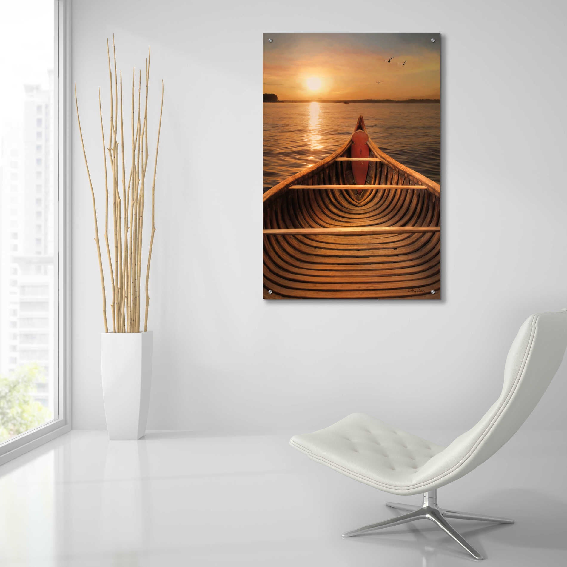 Epic Art 'Sunset on the Lake II' by Lori Deiter Acrylic Glass Wall Art,24x36