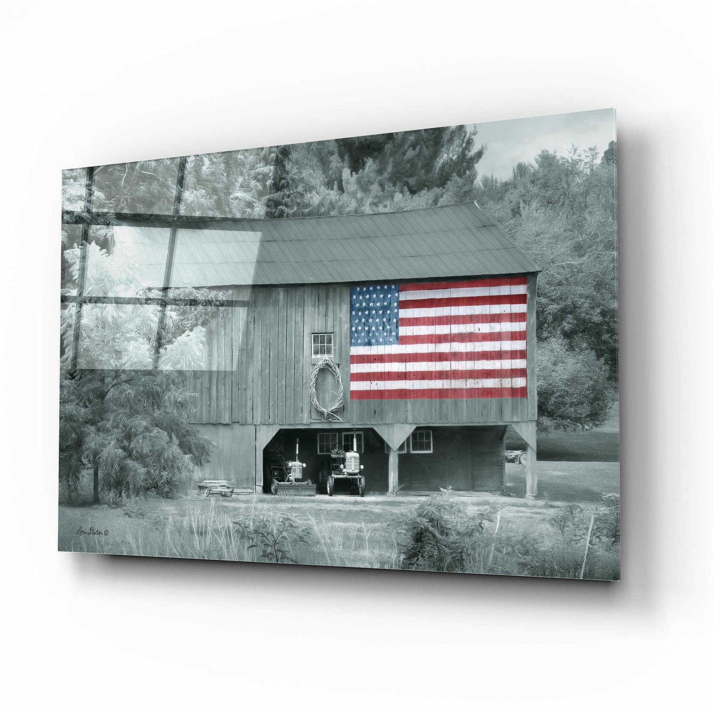 Epic Art 'Patriotic Farm I' by Lori Deiter Acrylic Glass Wall Art,16x12