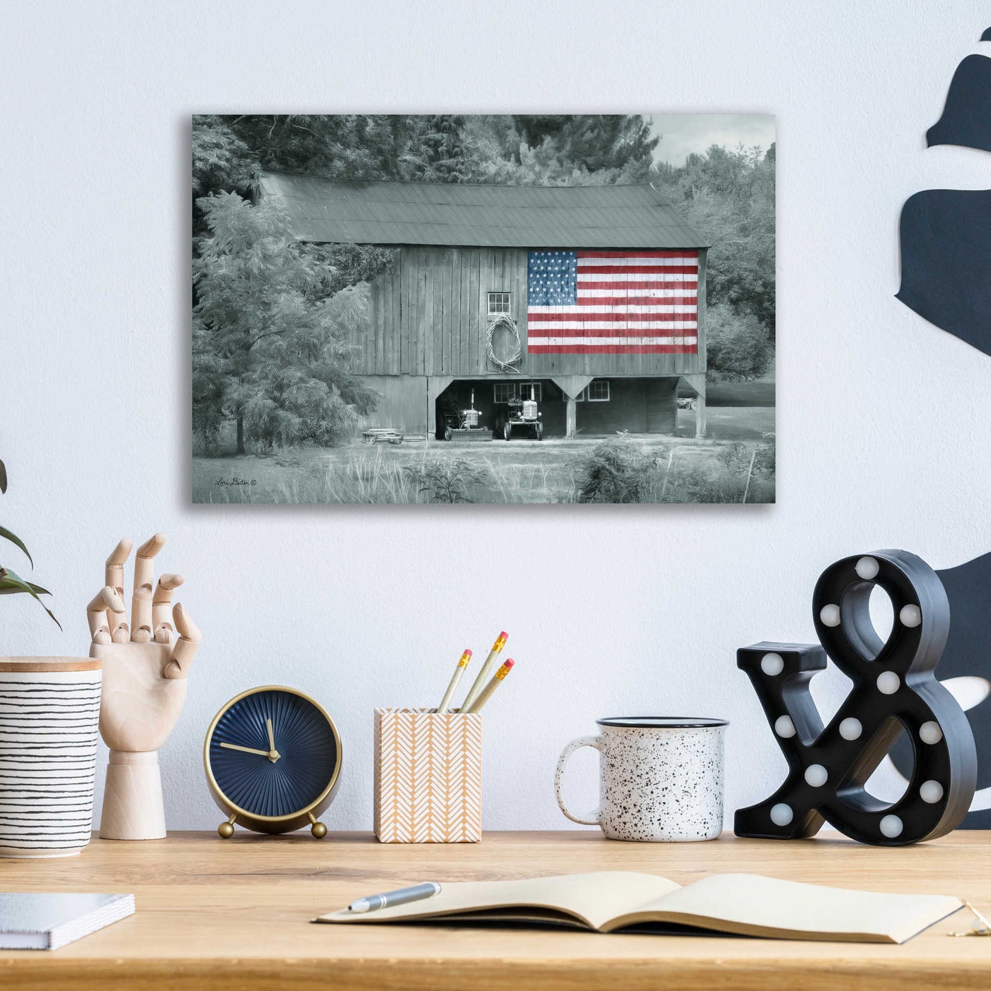 Epic Art 'Patriotic Farm I' by Lori Deiter Acrylic Glass Wall Art,16x12