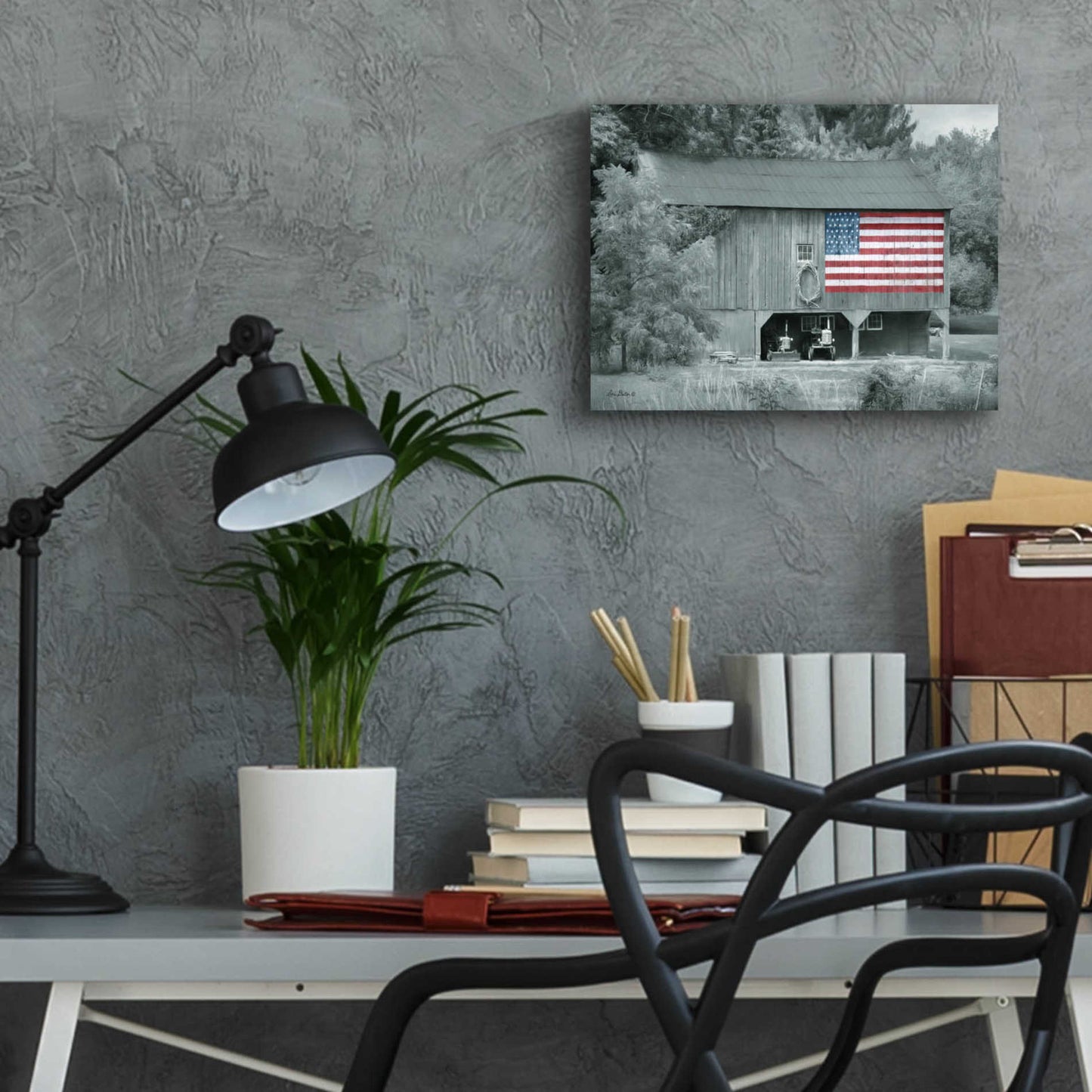 Epic Art 'Patriotic Farm I' by Lori Deiter Acrylic Glass Wall Art,16x12