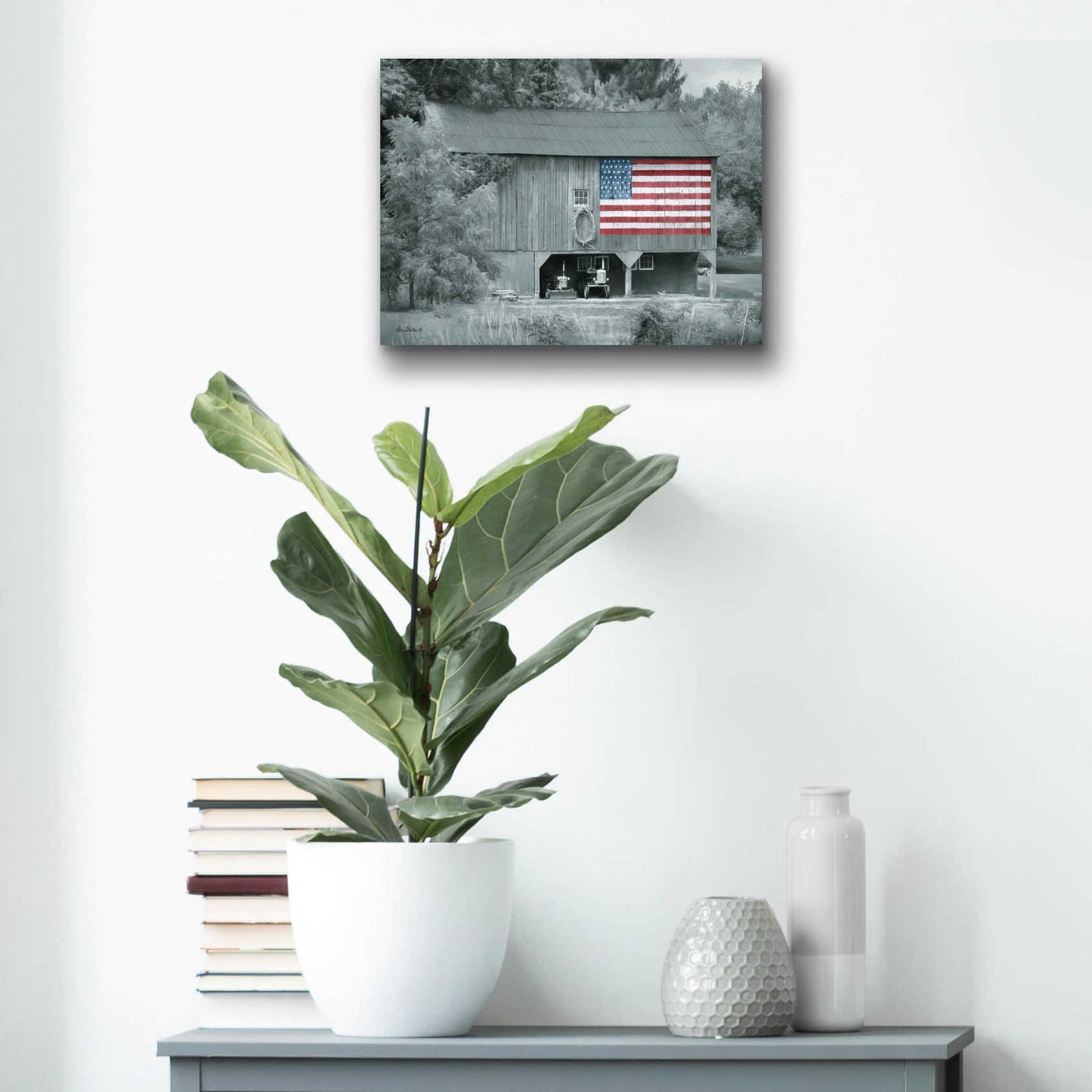 Epic Art 'Patriotic Farm I' by Lori Deiter Acrylic Glass Wall Art,16x12