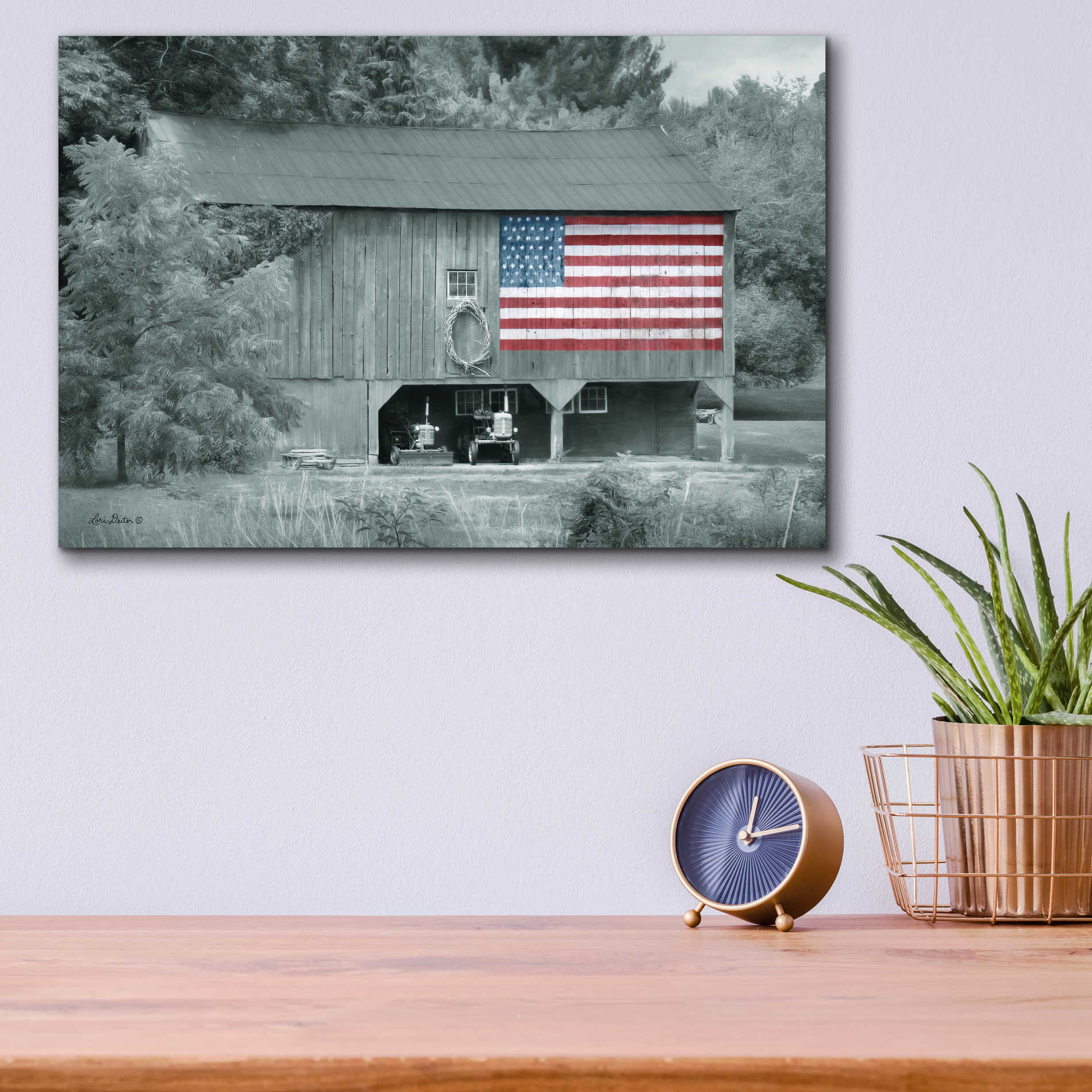 Epic Art 'Patriotic Farm I' by Lori Deiter Acrylic Glass Wall Art,16x12