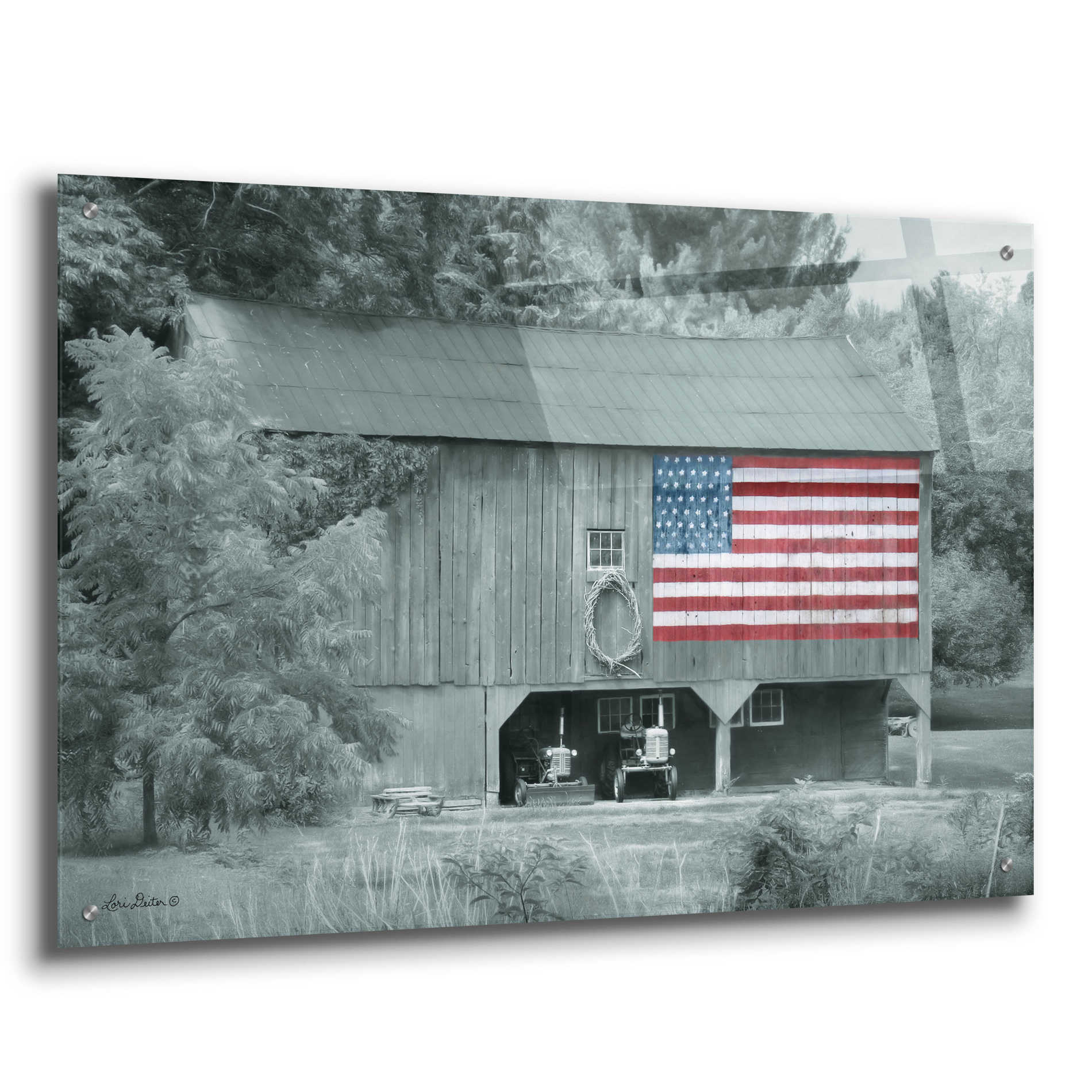 Epic Art 'Patriotic Farm I' by Lori Deiter Acrylic Glass Wall Art,36x24