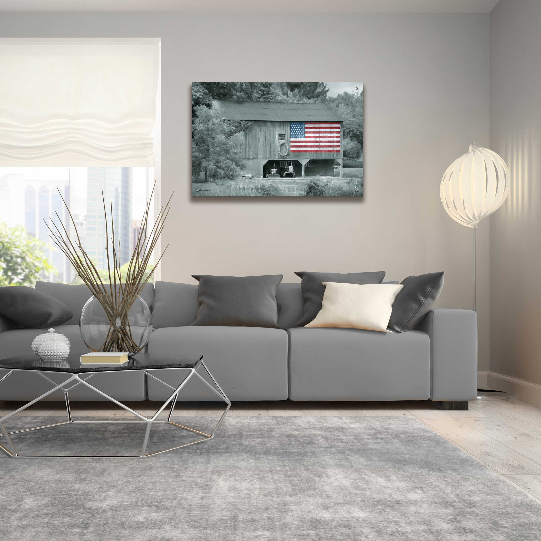 Epic Art 'Patriotic Farm I' by Lori Deiter Acrylic Glass Wall Art,36x24
