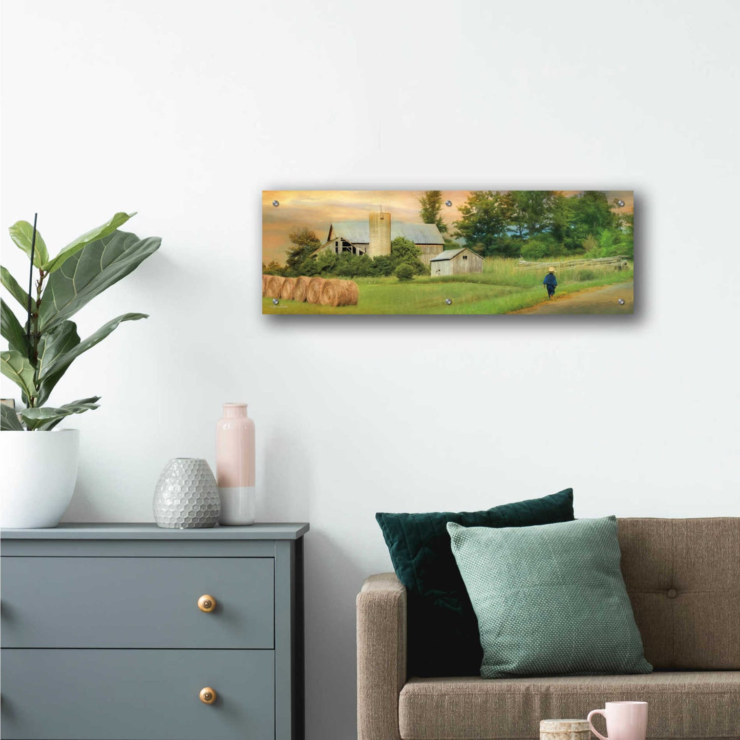 Epic Art 'Amish Barefoot Farmer' by Lori Deiter Acrylic Glass Wall Art,36x12