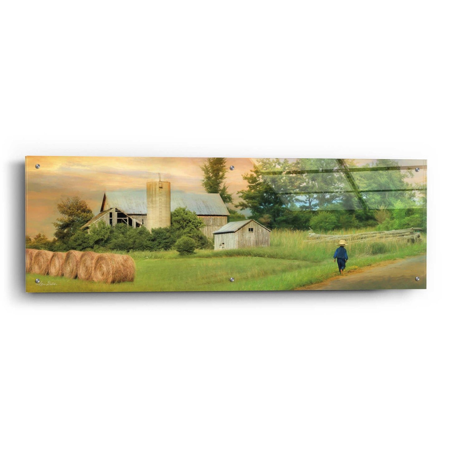 Epic Art 'Amish Barefoot Farmer' by Lori Deiter Acrylic Glass Wall Art,48x16