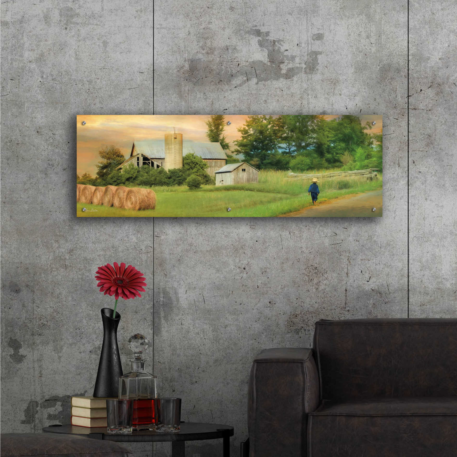 Epic Art 'Amish Barefoot Farmer' by Lori Deiter Acrylic Glass Wall Art,48x16