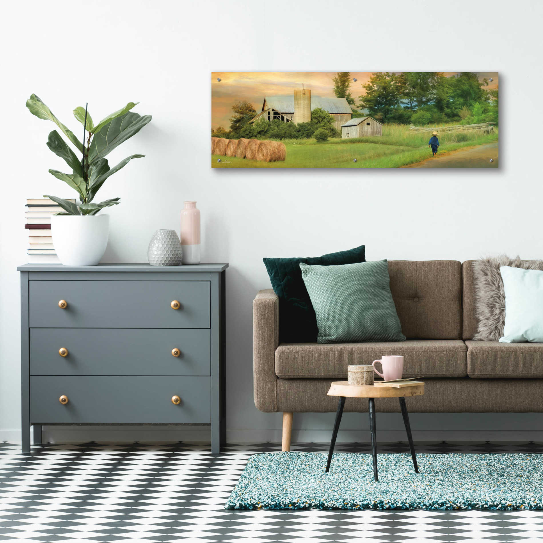 Epic Art 'Amish Barefoot Farmer' by Lori Deiter Acrylic Glass Wall Art,48x16