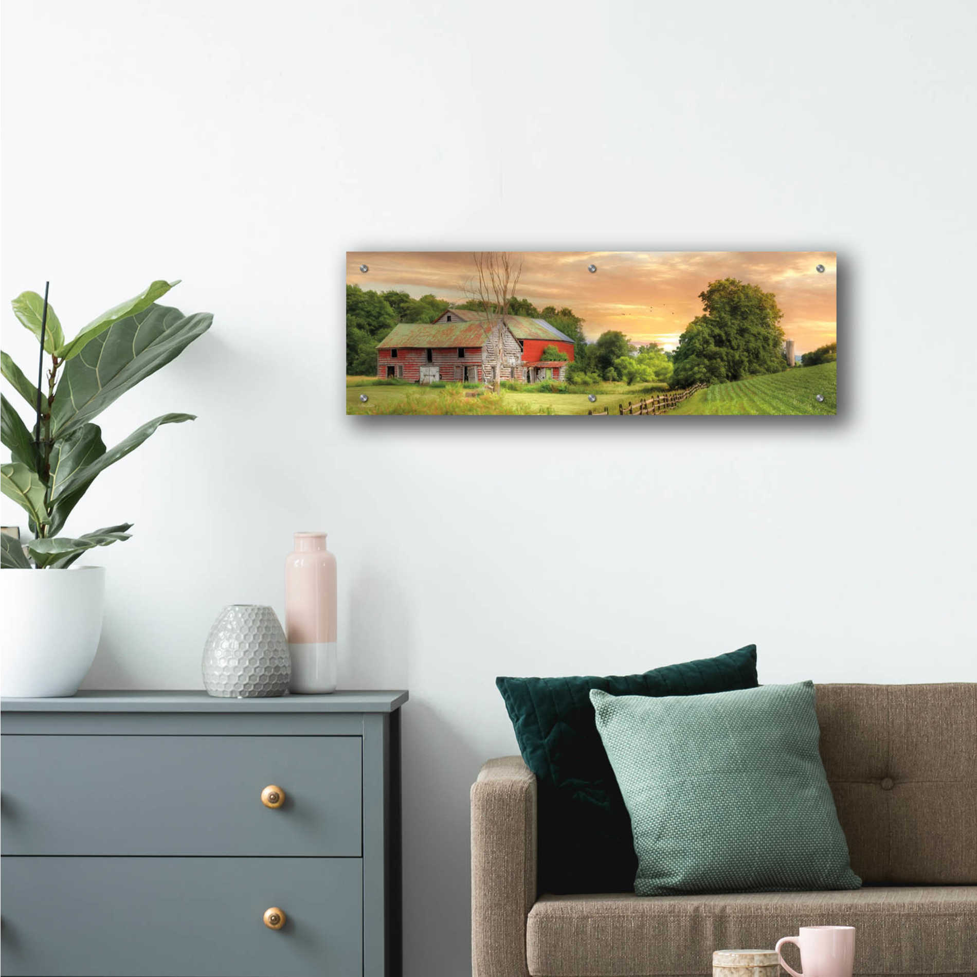 Epic Art 'Greener Pastures' by Lori Deiter Acrylic Glass Wall Art,36x12