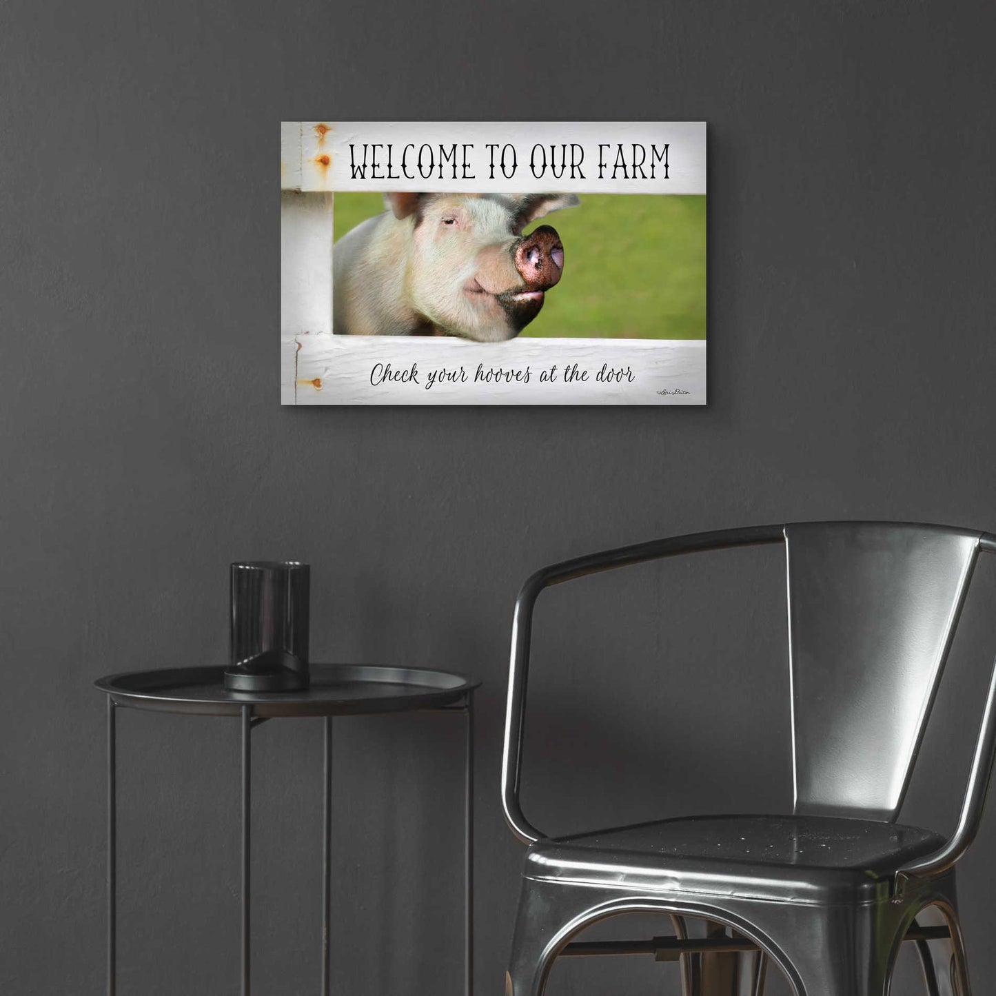 Epic Art 'Welcome Pig' by Lori Deiter Acrylic Glass Wall Art,24x16