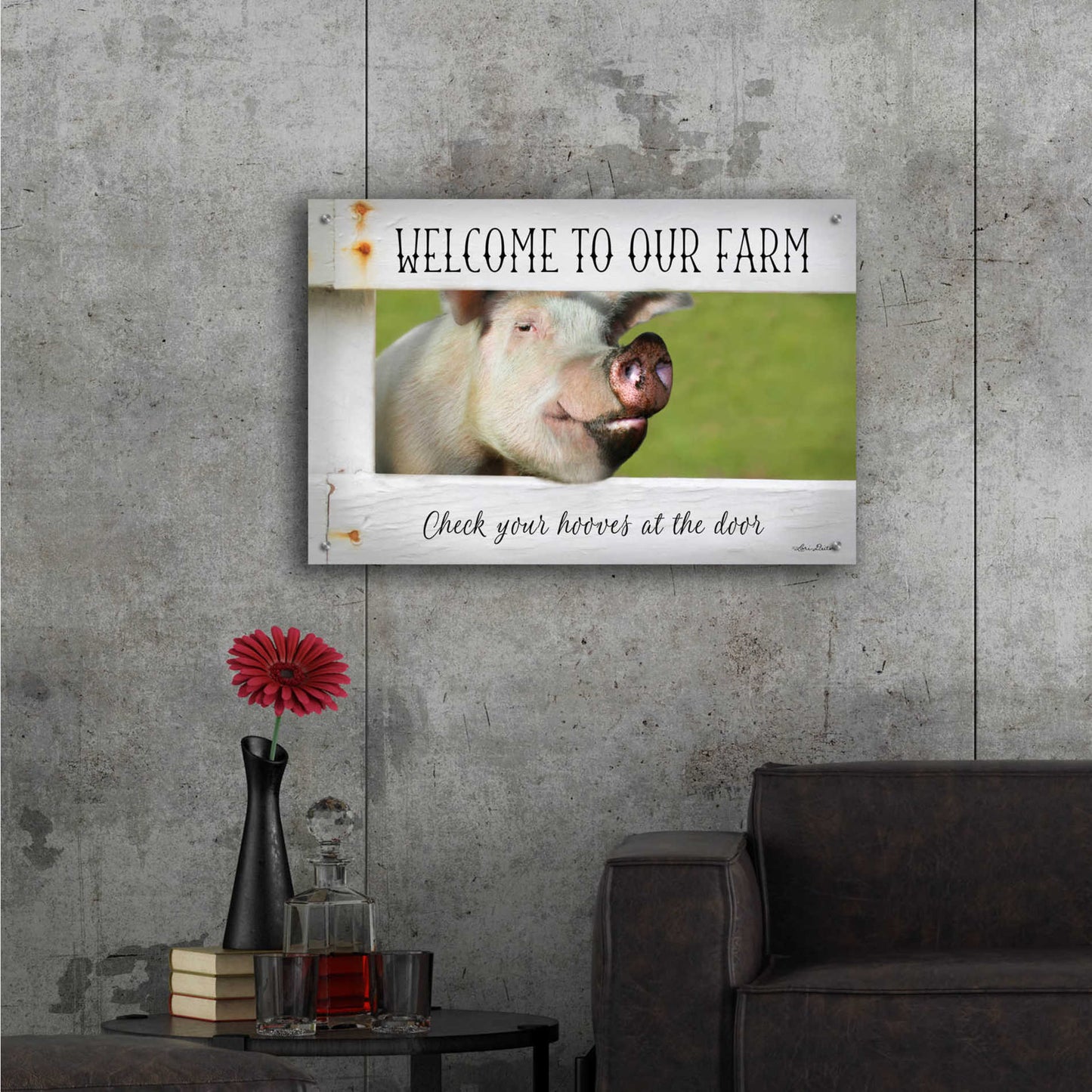 Epic Art 'Welcome Pig' by Lori Deiter Acrylic Glass Wall Art,36x24