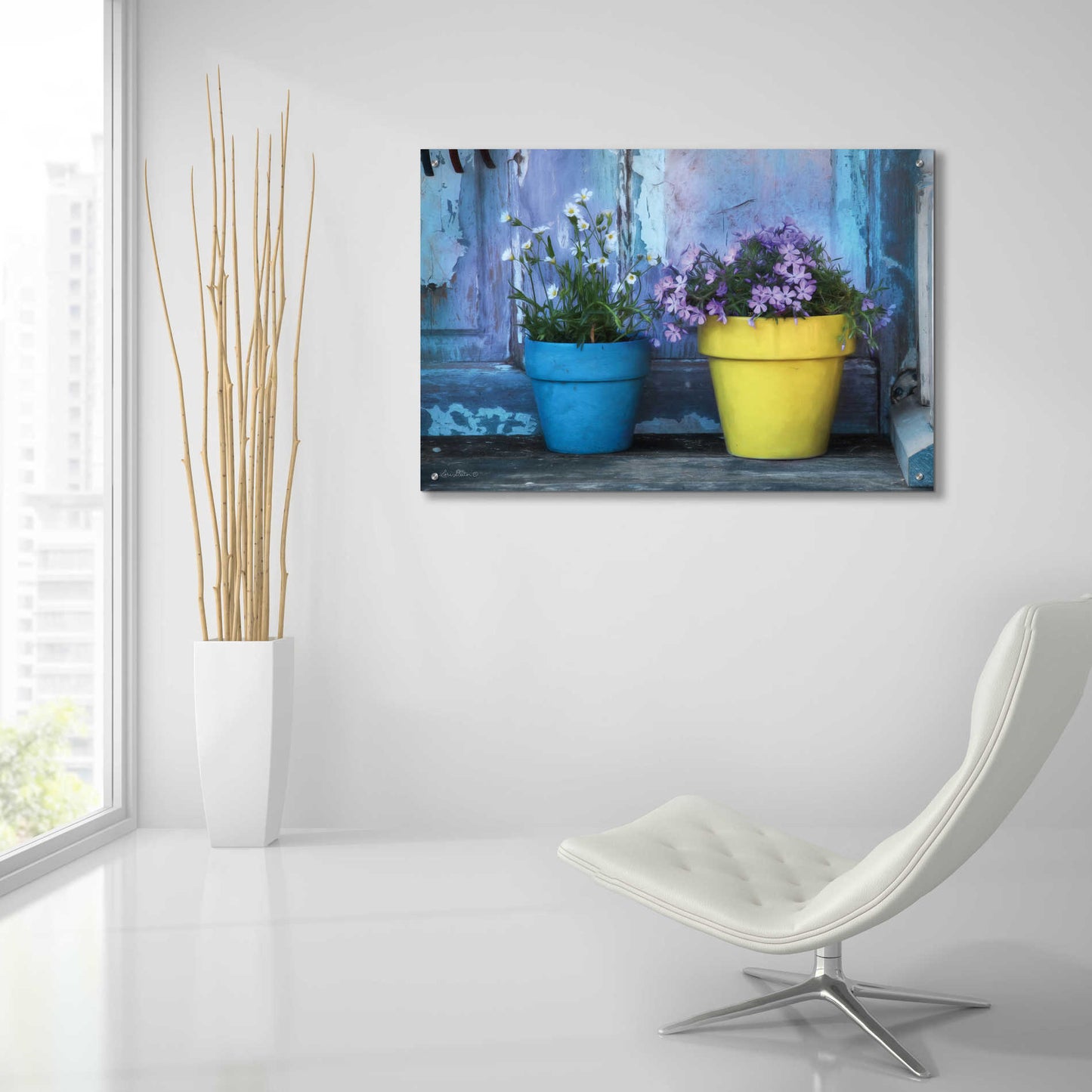 Epic Art 'She Shed Flowers' by Lori Deiter Acrylic Glass Wall Art,36x24