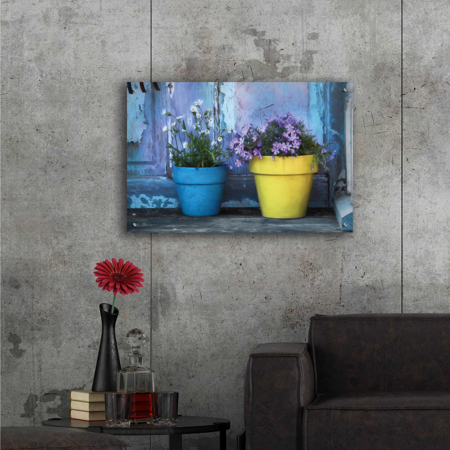 Epic Art 'She Shed Flowers' by Lori Deiter Acrylic Glass Wall Art,36x24