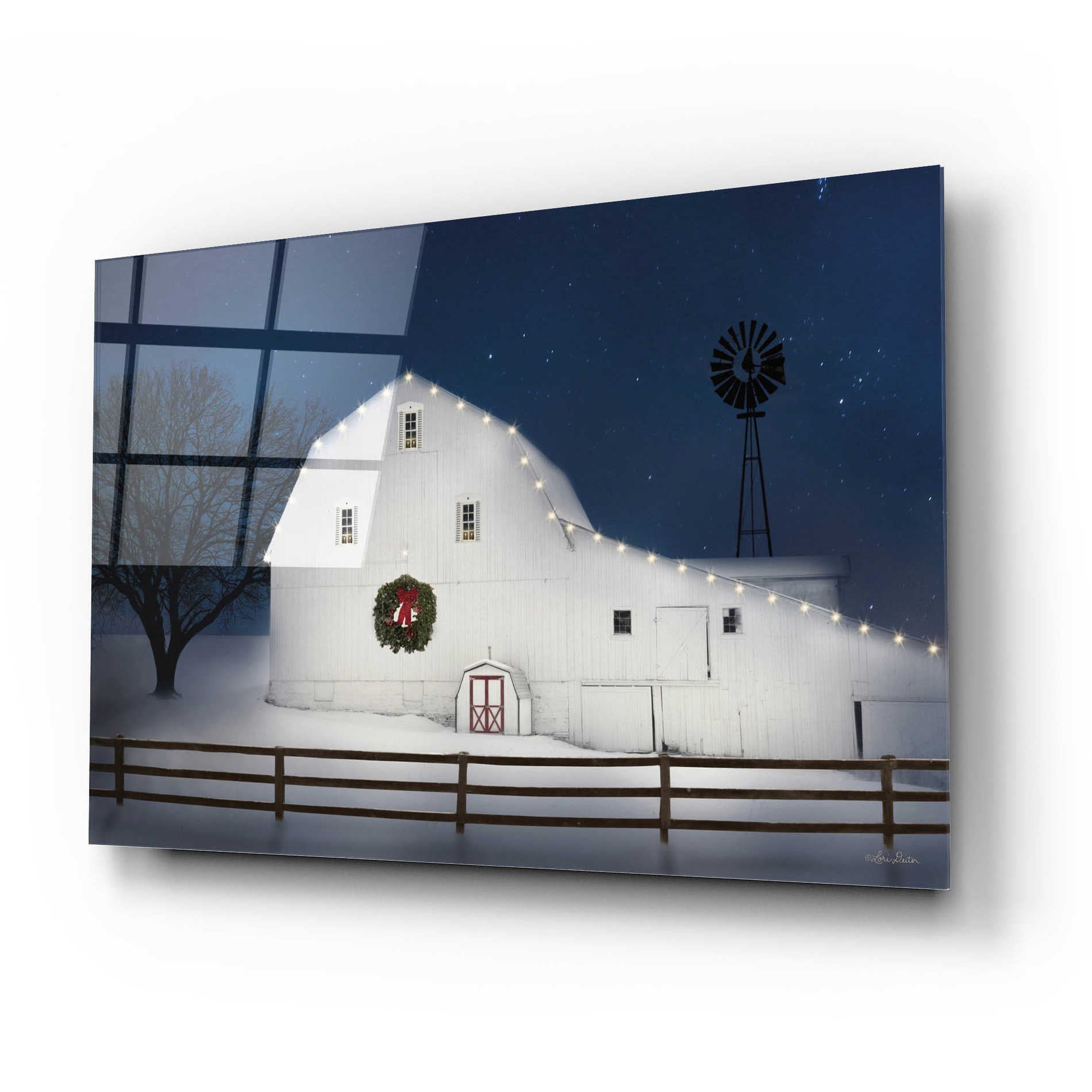 Epic Art 'Christmas Starry Night' by Lori Deiter Acrylic Glass Wall Art,24x16