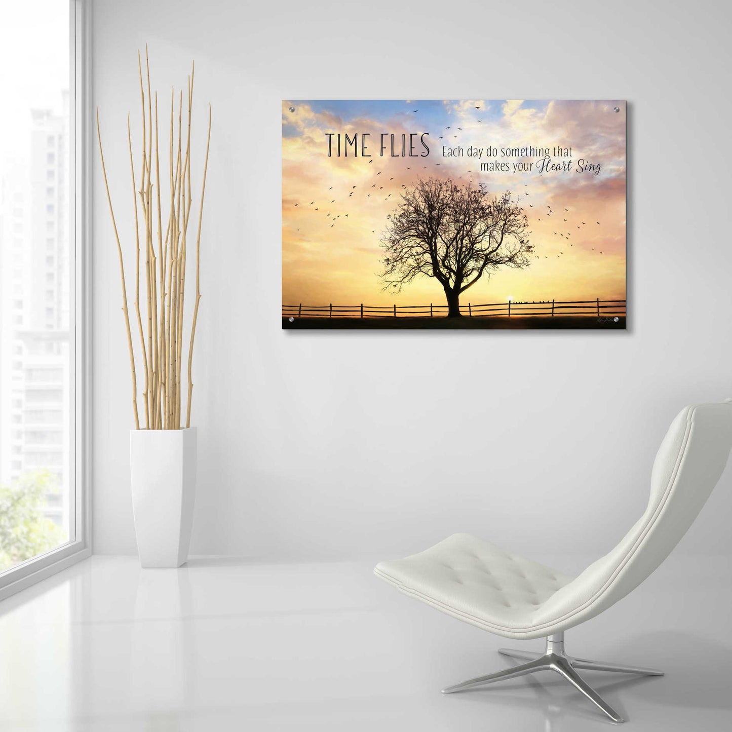 Epic Art 'Time Flies' by Lori Deiter Acrylic Glass Wall Art,36x24