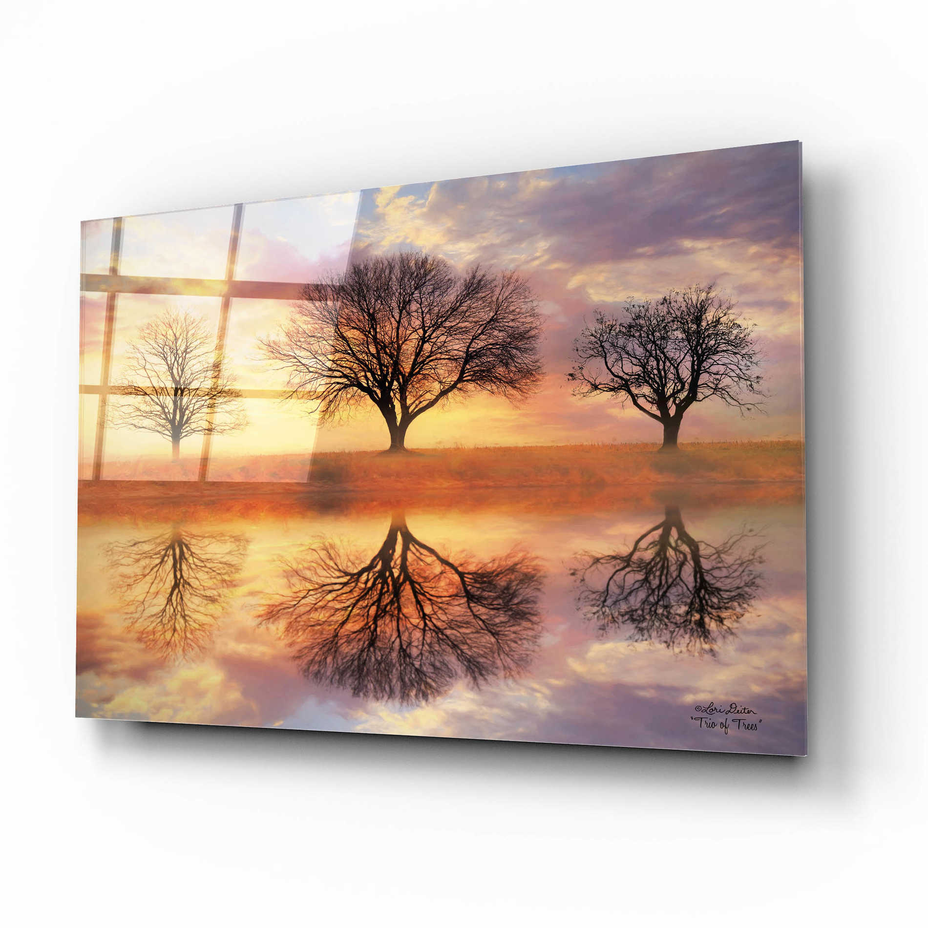 Epic Art 'Trio of Trees' by Lori Deiter Acrylic Glass Wall Art,16x12