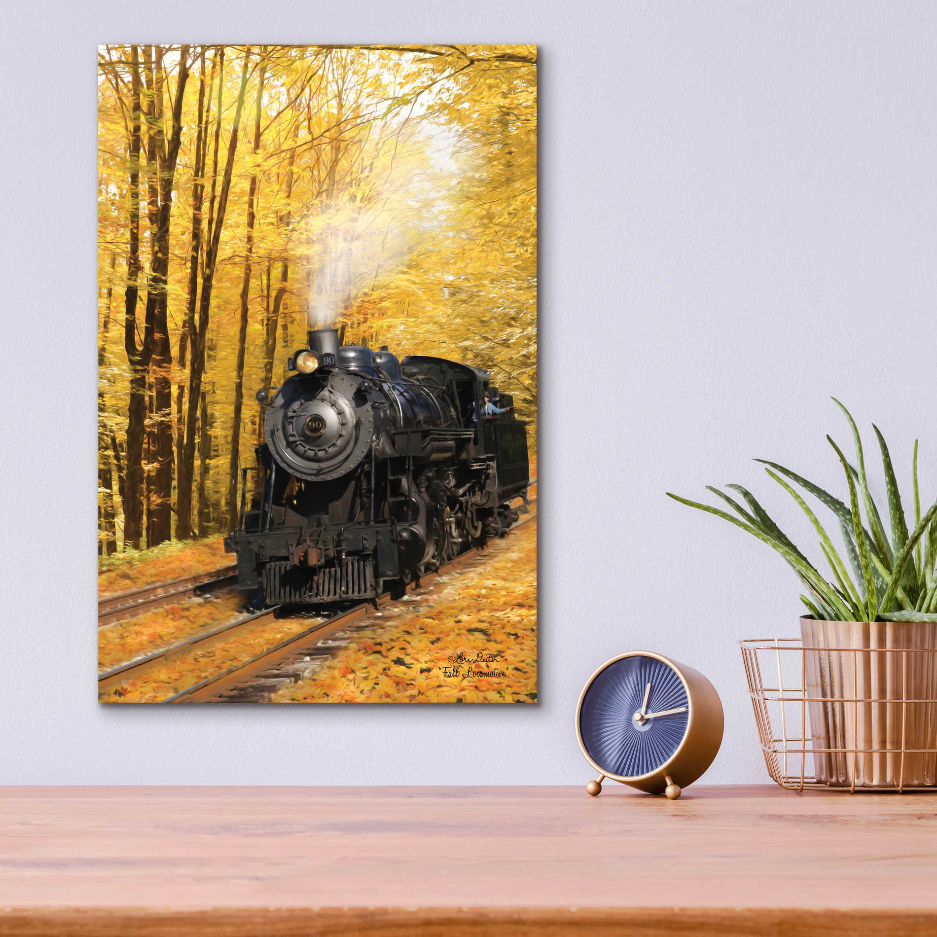 Epic Art 'Fall Locomotive' by Lori Deiter Acrylic Glass Wall Art,12x16