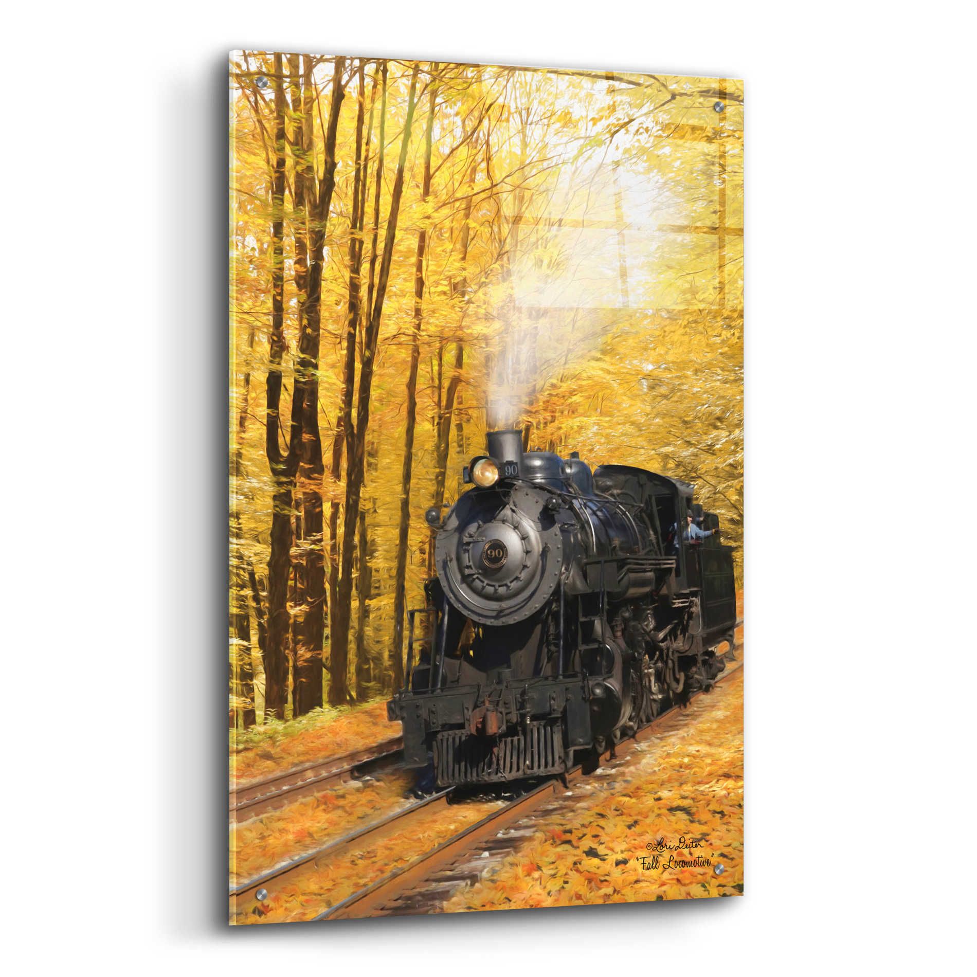 Epic Art 'Fall Locomotive' by Lori Deiter Acrylic Glass Wall Art,24x36