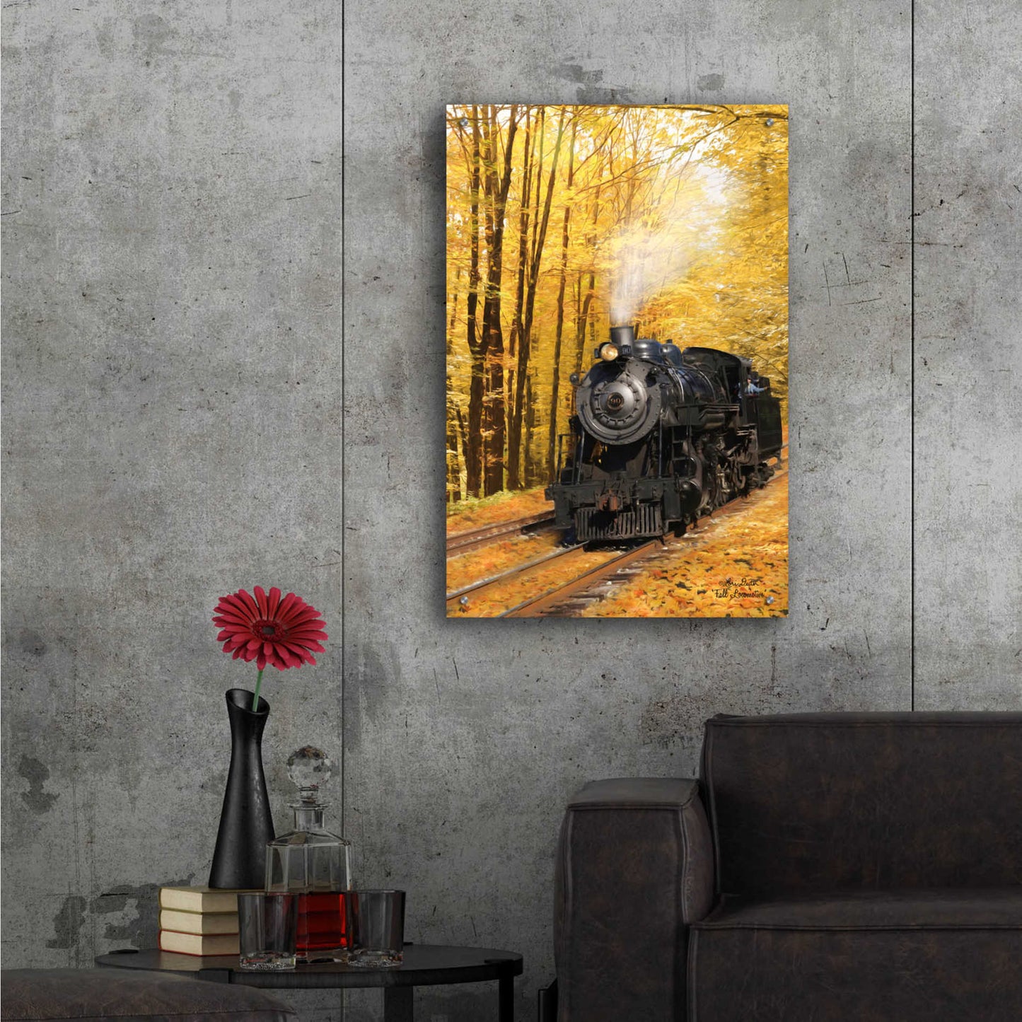 Epic Art 'Fall Locomotive' by Lori Deiter Acrylic Glass Wall Art,24x36