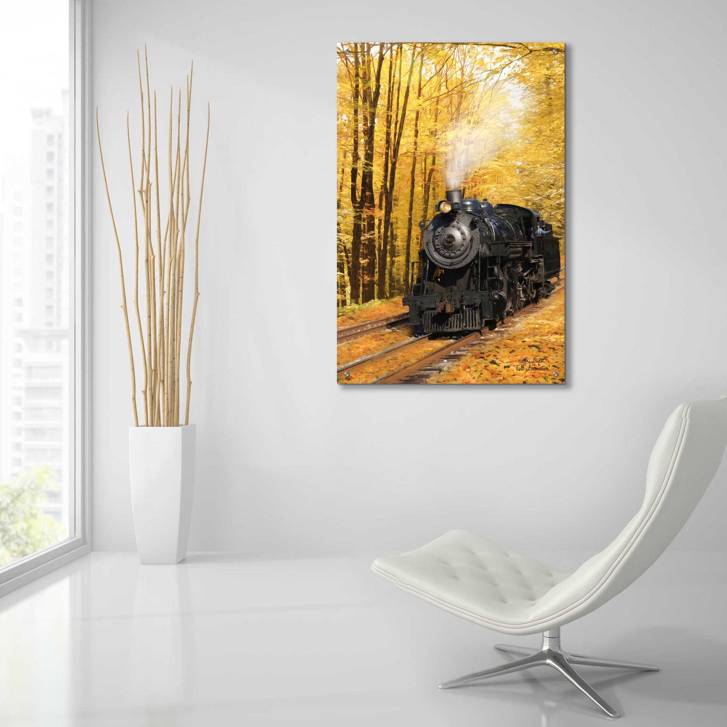 Epic Art 'Fall Locomotive' by Lori Deiter Acrylic Glass Wall Art,24x36