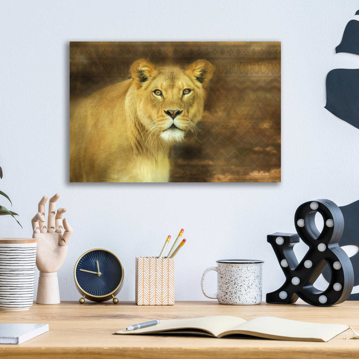Epic Art 'Tribal Lioness' by Lori Deiter Acrylic Glass Wall Art,16x12