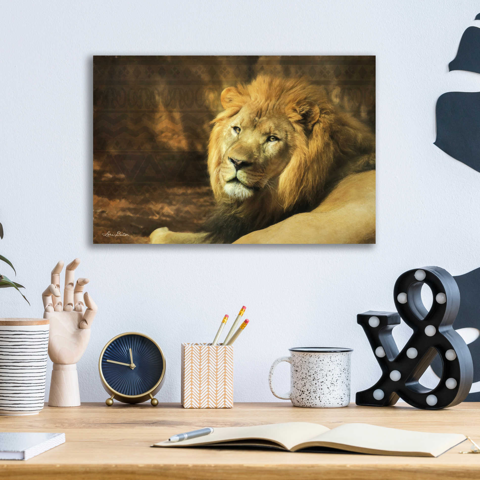 Epic Art 'Tribal Lion' by Lori Deiter Acrylic Glass Wall Art,16x12