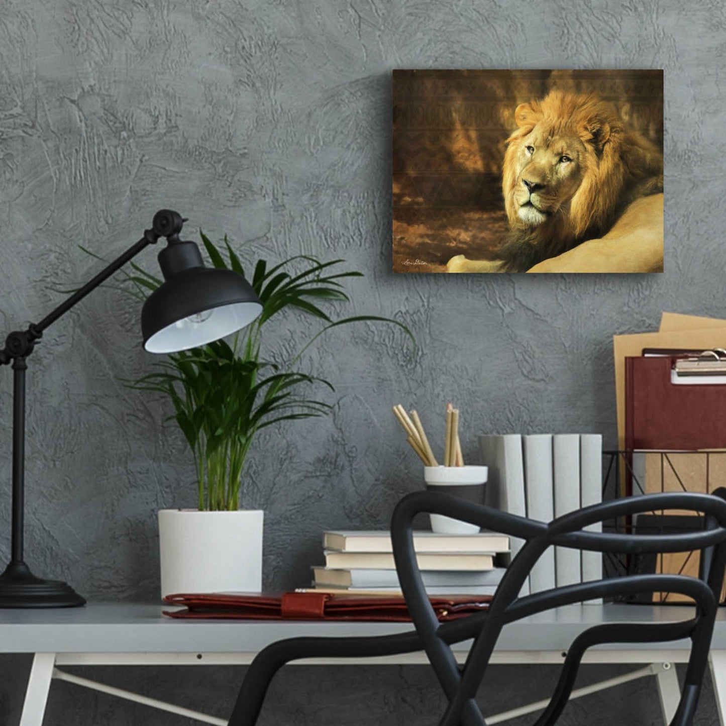 Epic Art 'Tribal Lion' by Lori Deiter Acrylic Glass Wall Art,16x12