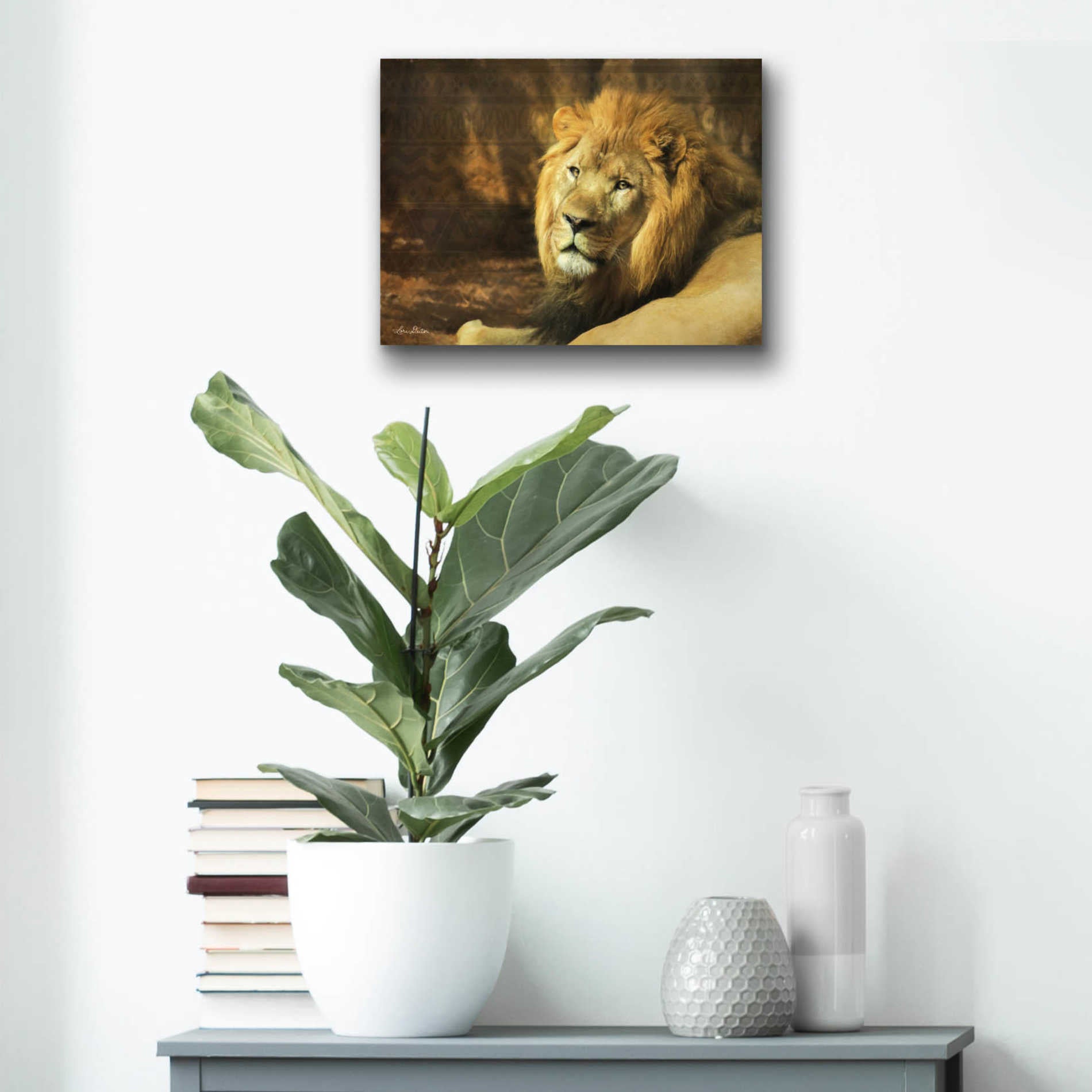 Epic Art 'Tribal Lion' by Lori Deiter Acrylic Glass Wall Art,16x12