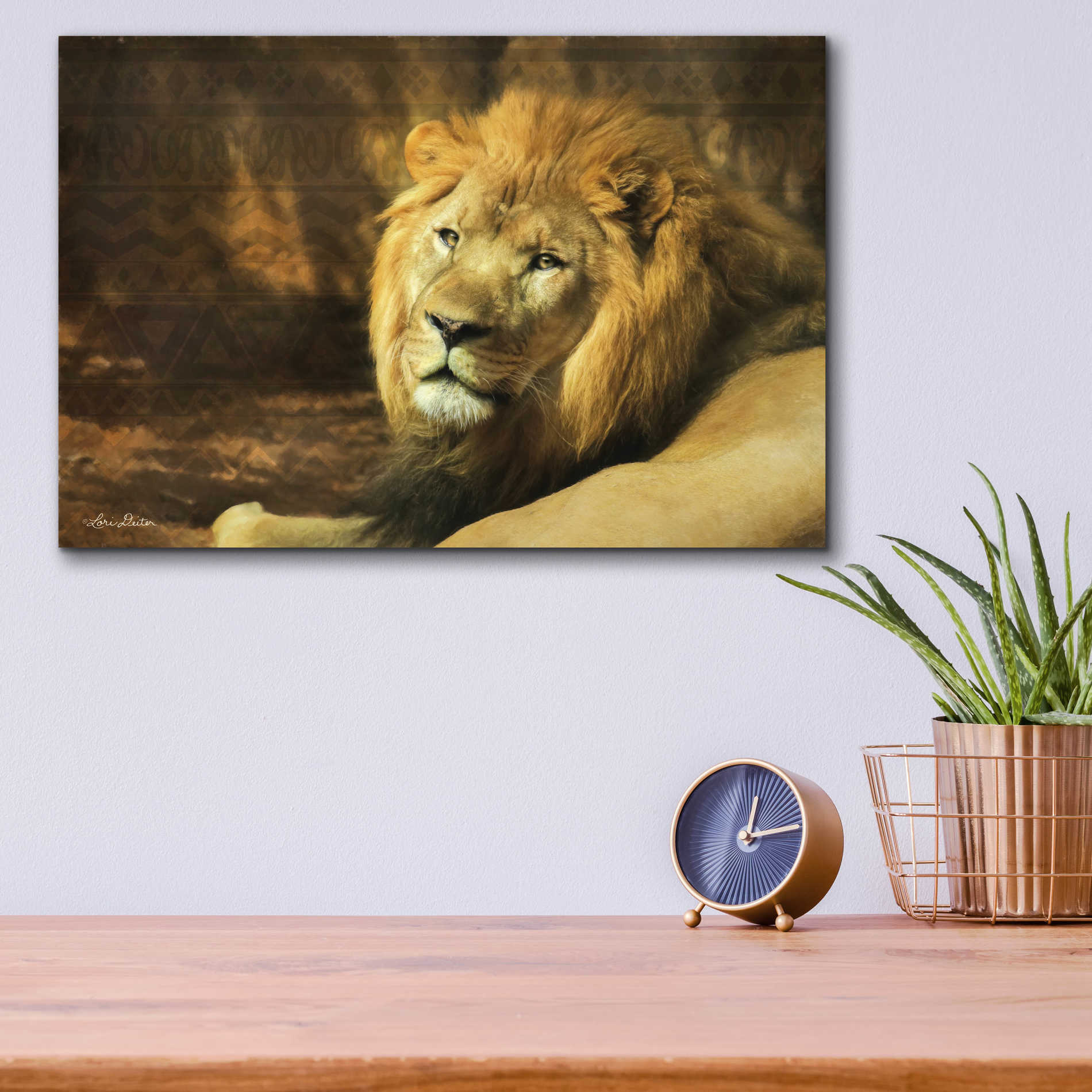 Epic Art 'Tribal Lion' by Lori Deiter Acrylic Glass Wall Art,16x12