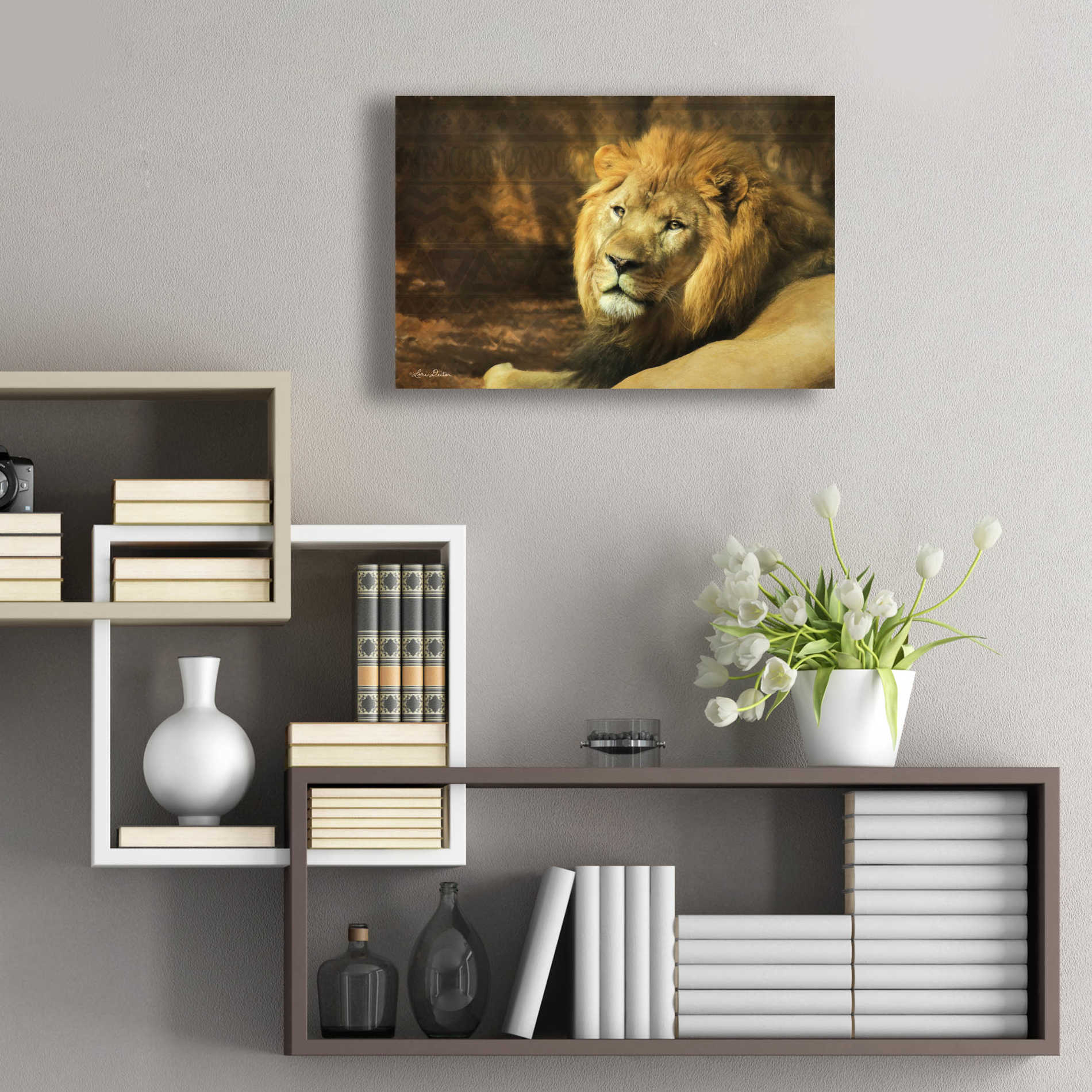 Epic Art 'Tribal Lion' by Lori Deiter Acrylic Glass Wall Art,24x16