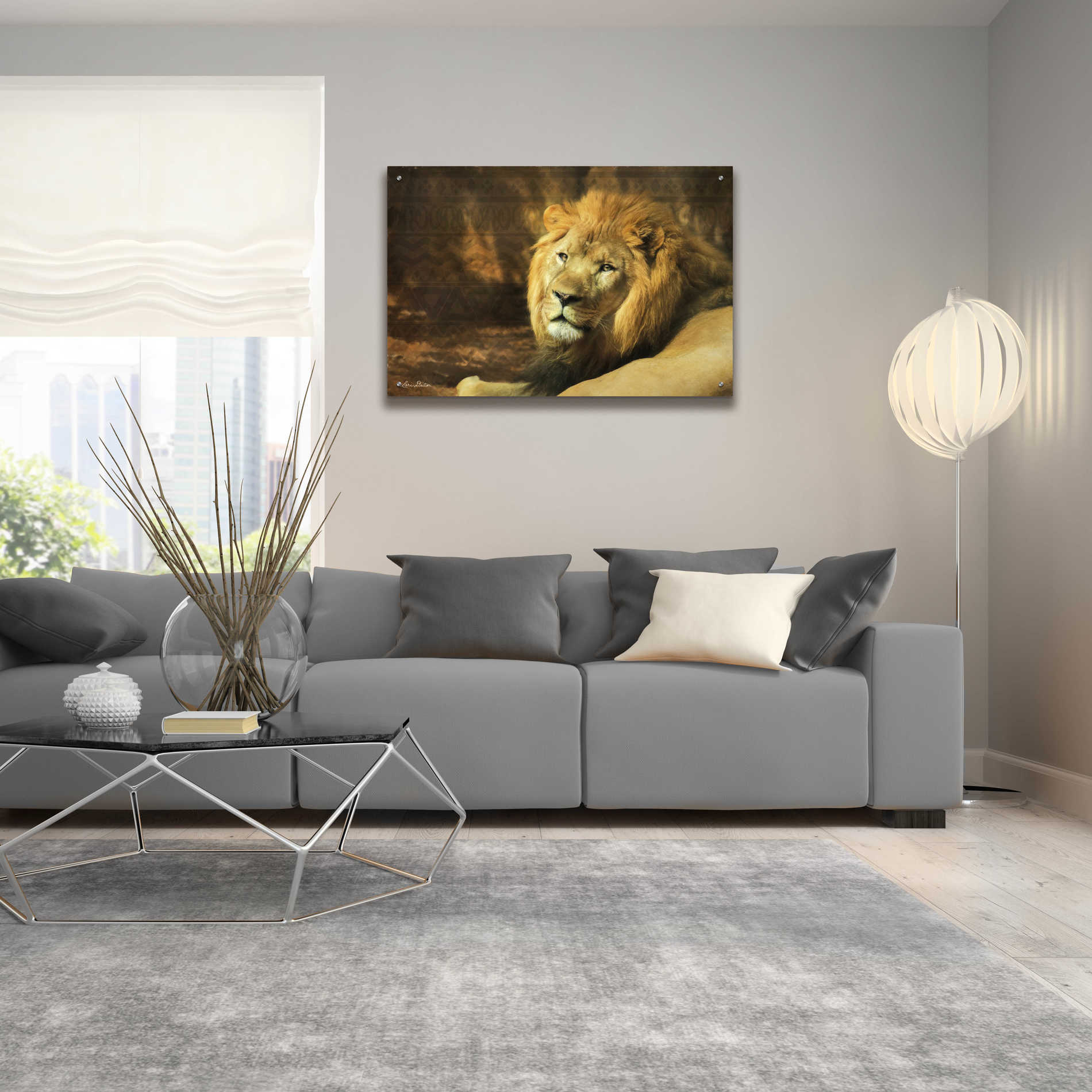 Epic Art 'Tribal Lion' by Lori Deiter Acrylic Glass Wall Art,36x24