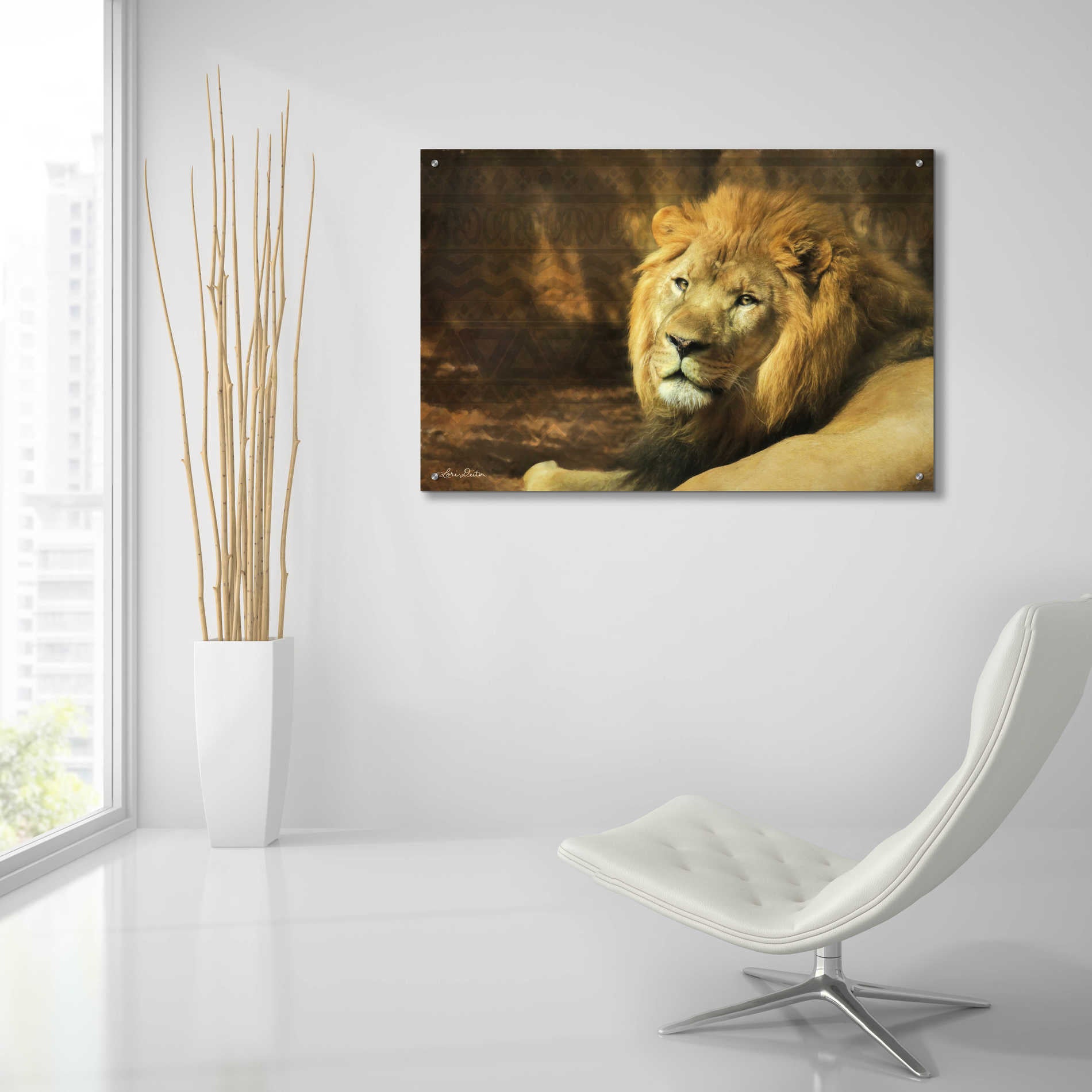 Epic Art 'Tribal Lion' by Lori Deiter Acrylic Glass Wall Art,36x24