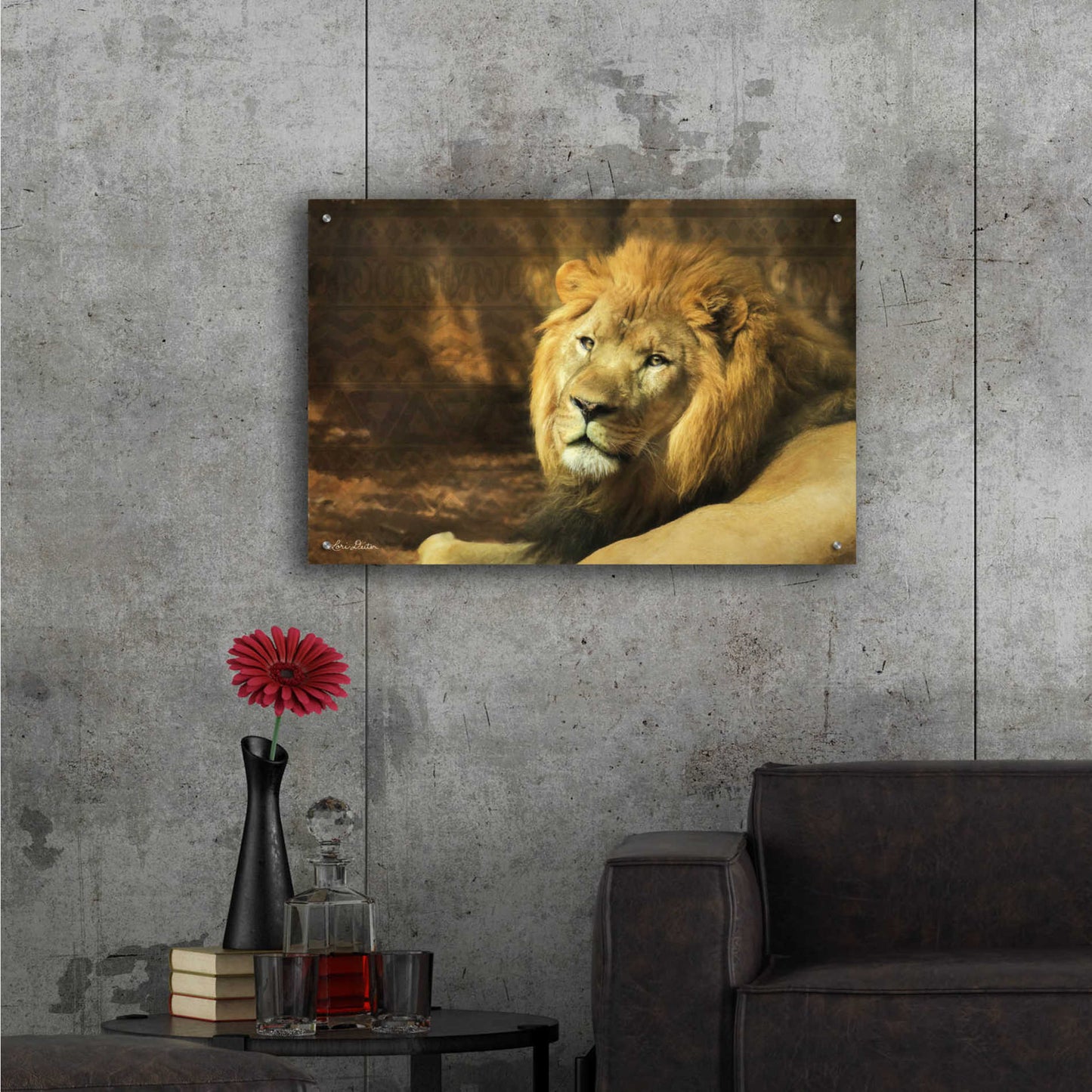 Epic Art 'Tribal Lion' by Lori Deiter Acrylic Glass Wall Art,36x24