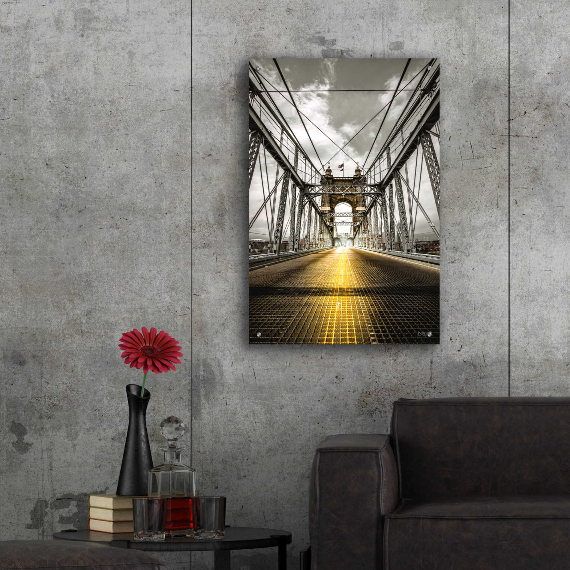 Epic Art 'Bridge Aglow' by Donnie Quillen, Acrylic Glass Wall Art,24x36