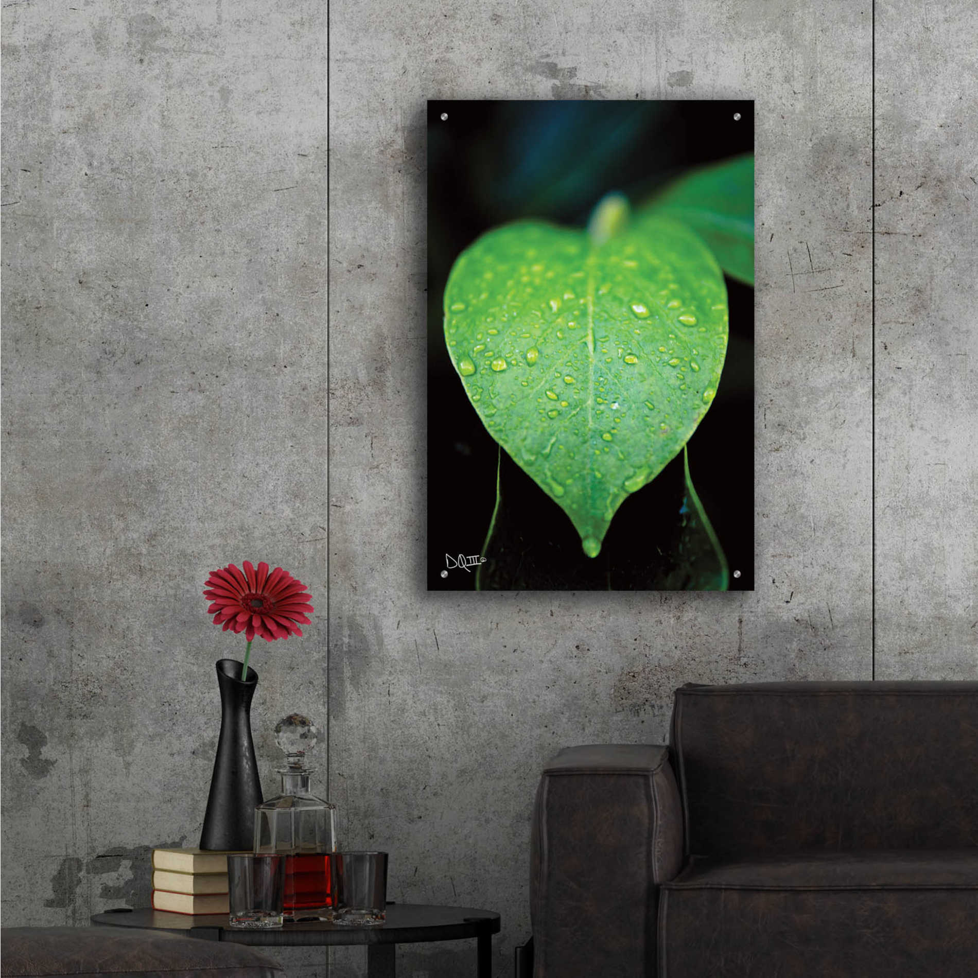 Epic Art 'Green Leaf' by Donnie Quillen, Acrylic Glass Wall Art,24x36