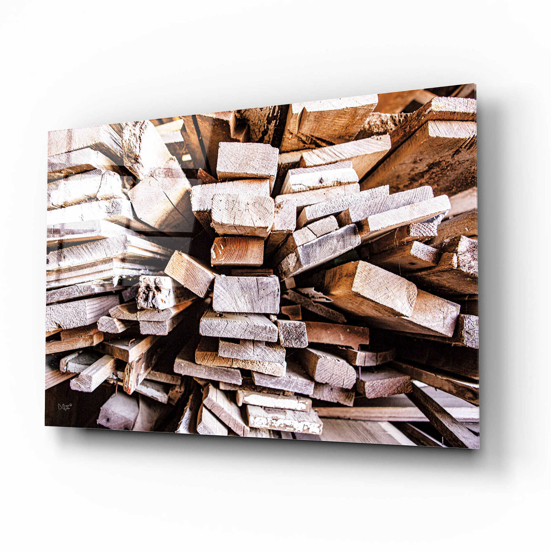 Epic Art 'Wood Pile' by Donnie Quillen, Acrylic Glass Wall Art,16x12