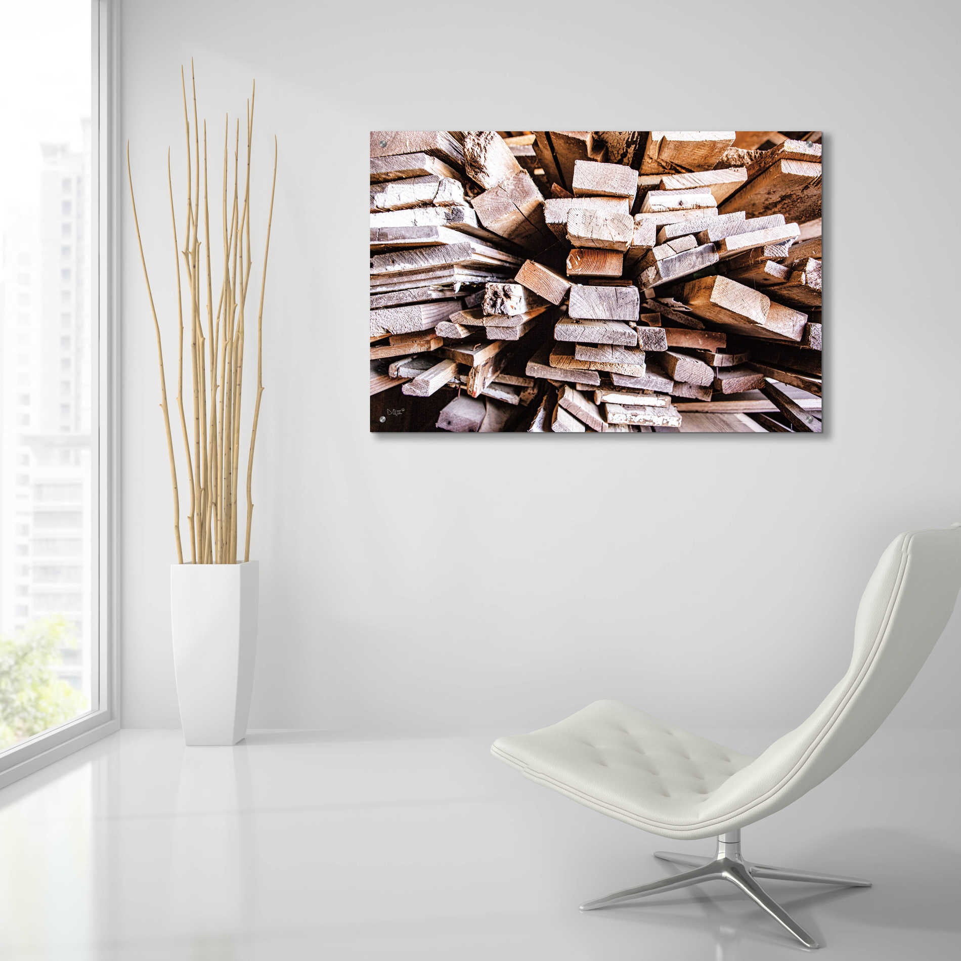 Epic Art 'Wood Pile' by Donnie Quillen, Acrylic Glass Wall Art,36x24