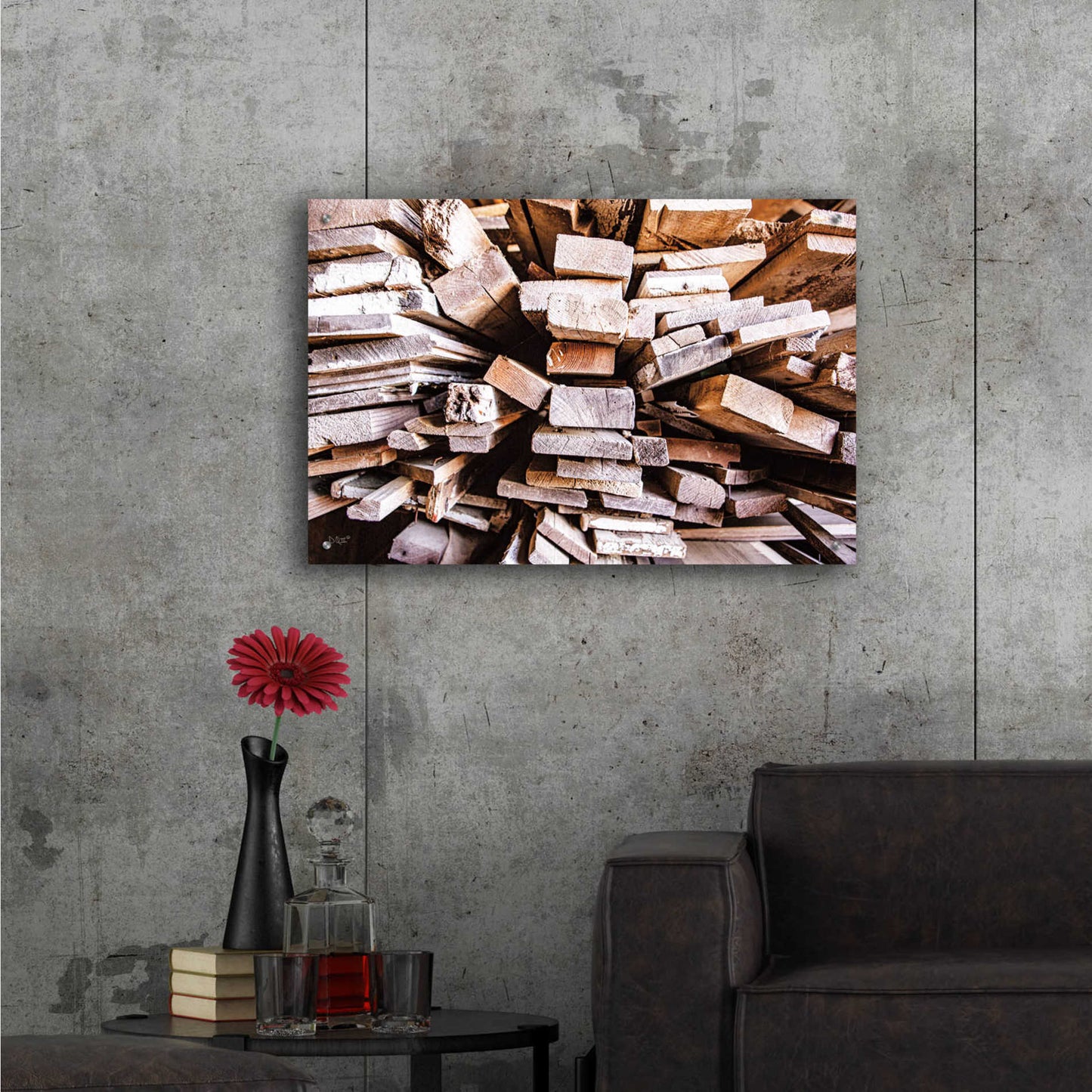 Epic Art 'Wood Pile' by Donnie Quillen, Acrylic Glass Wall Art,36x24