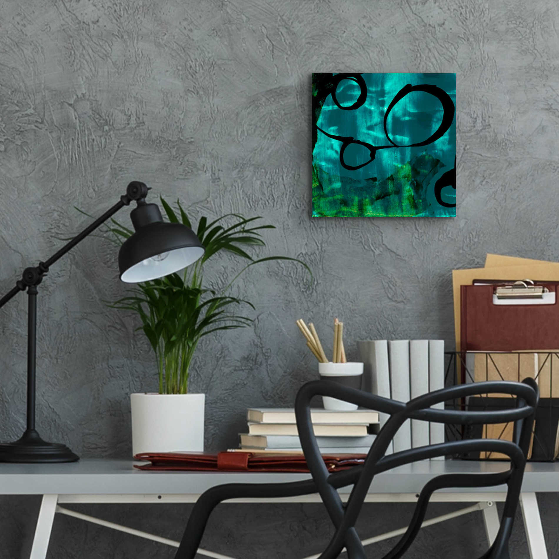 Epic Art 'Turquoise Element II' by Sisa Jasper,' Acrylic Glass Wall Art,12x12