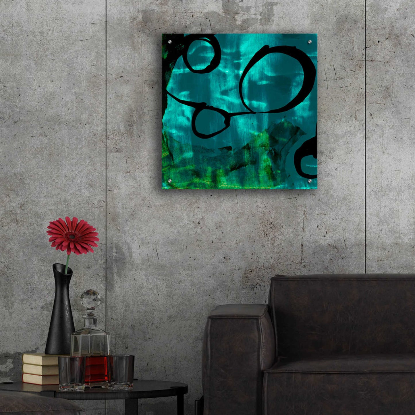 Epic Art 'Turquoise Element II' by Sisa Jasper,' Acrylic Glass Wall Art,24x24