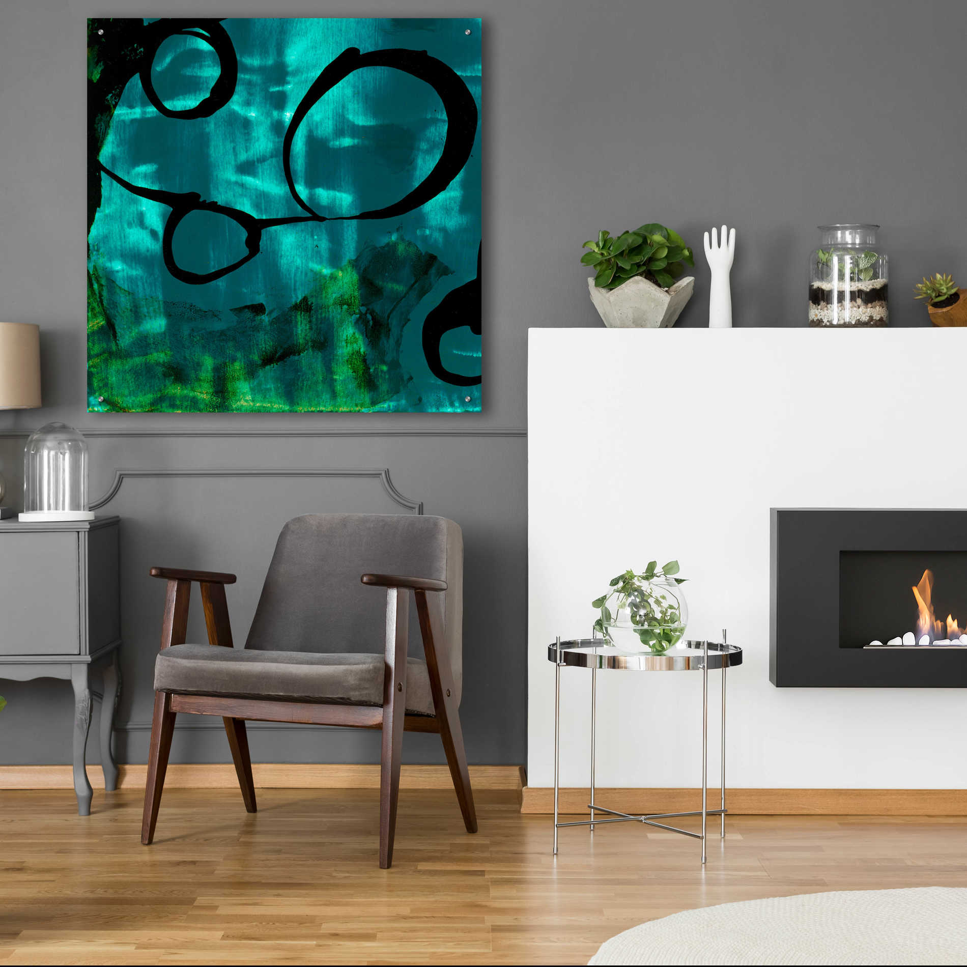 Epic Art 'Turquoise Element II' by Sisa Jasper,' Acrylic Glass Wall Art,36x36